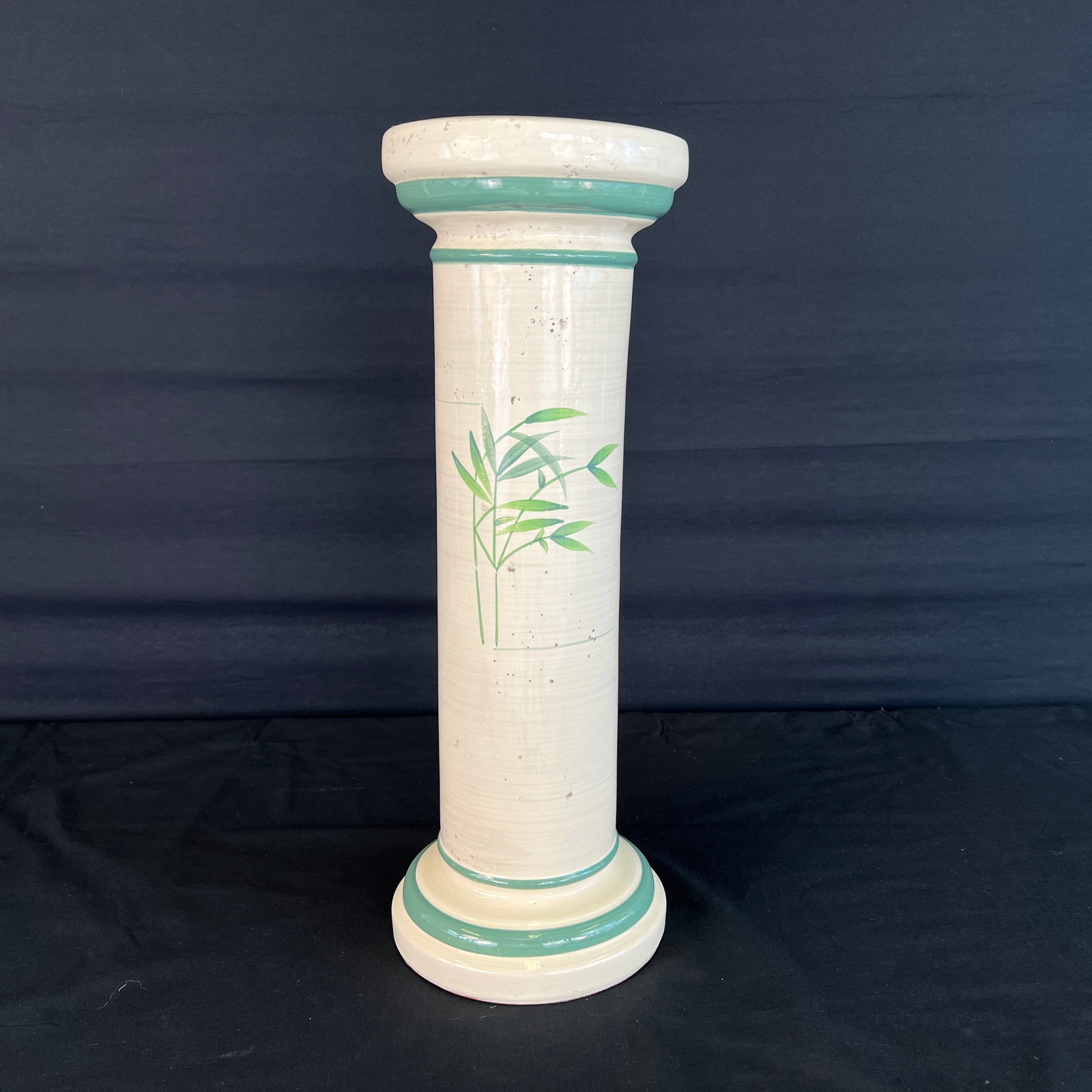 ITALIAN CERAMIC PLANT STAND: Dimensions: H 23.5” x W 8.5”. Vintage Italian hand painted ceramic plant stand.
