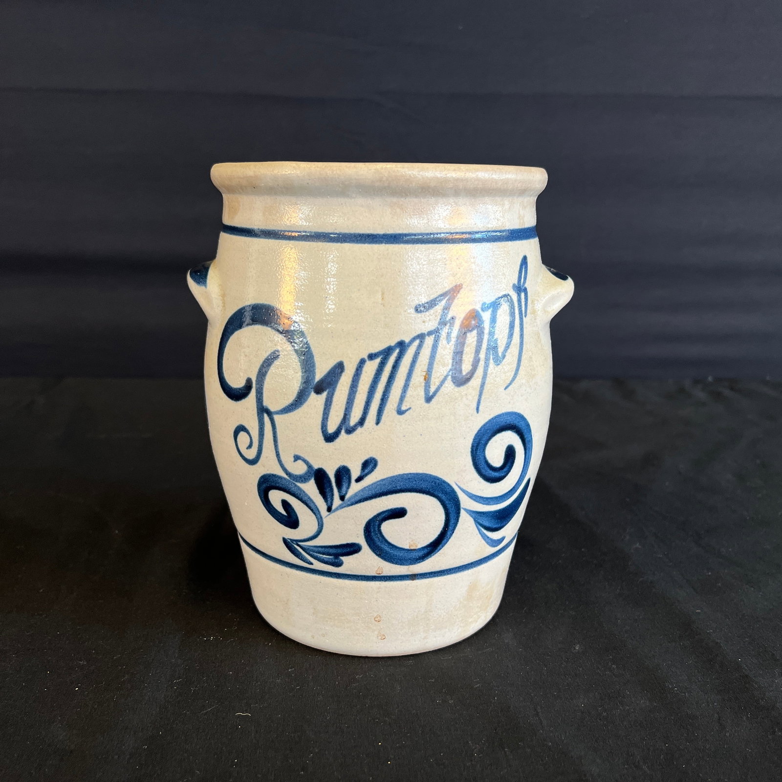 RUMTOPF CERAMIC POT: Dimensions: H 9.3” x W 6.5”. Antique German Rumtopf handmade ceramic pot.