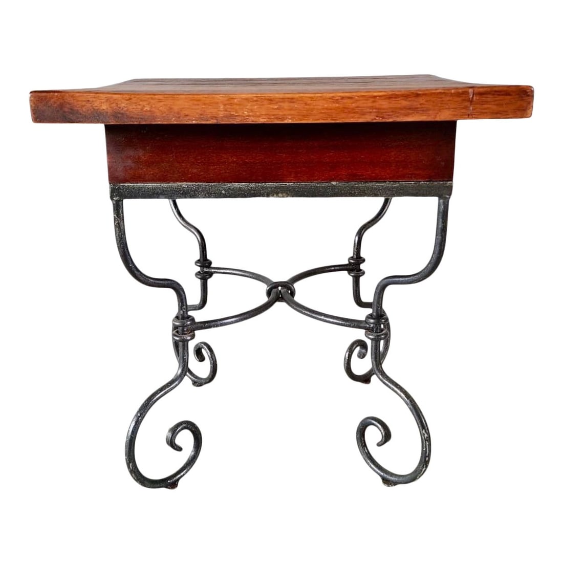 SPANISH OAK AND WROUGHT IRON CENTER TABLE (1 of 9)