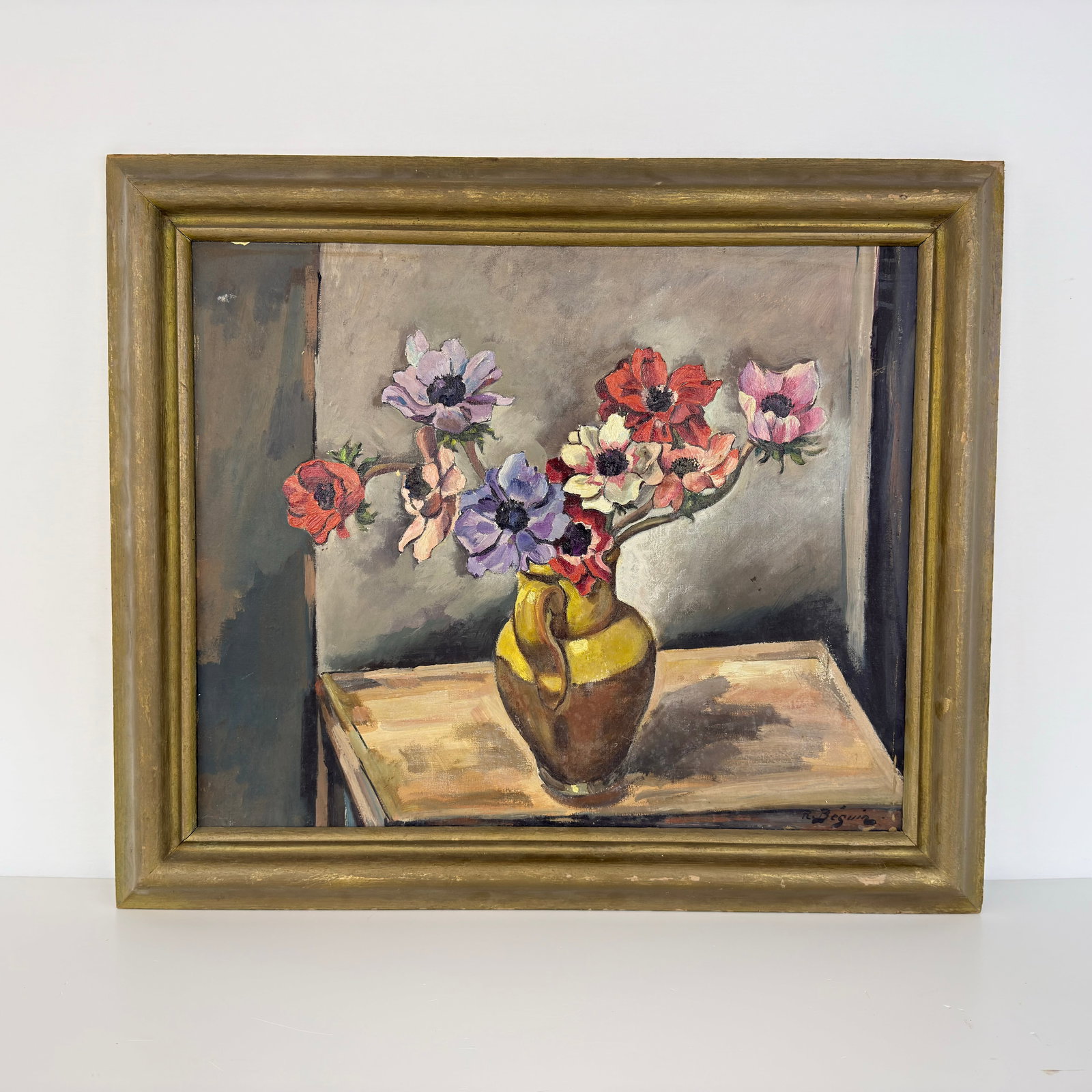STILL LIFE OIL ON CANVAS: Dimensions: H 26.5” x D 30.7”. “Still life” oil on canvas painting with wooden frame.