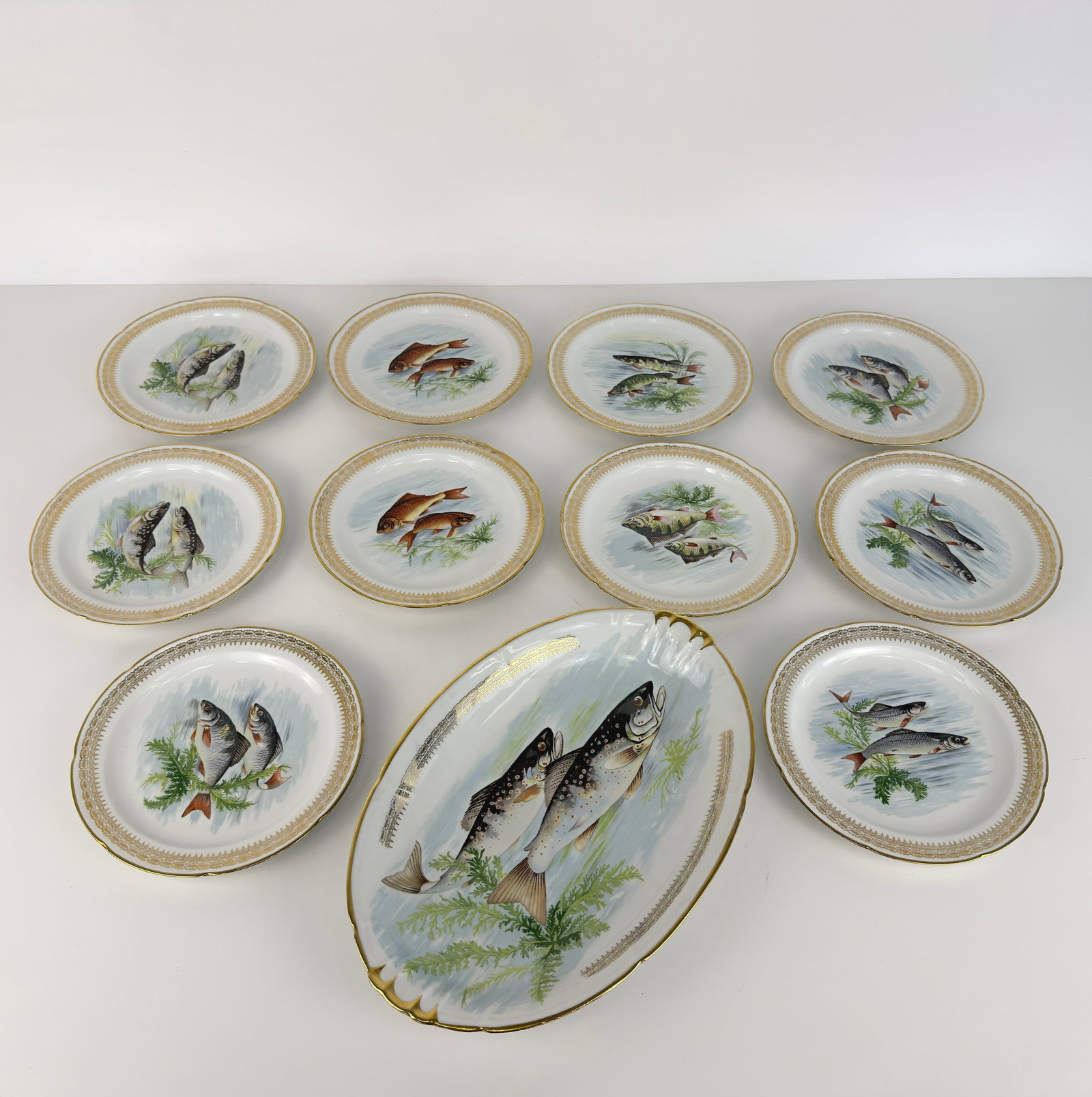 (11) LIMOGES PORCELAIN FISH SERVICE (1 of 6)