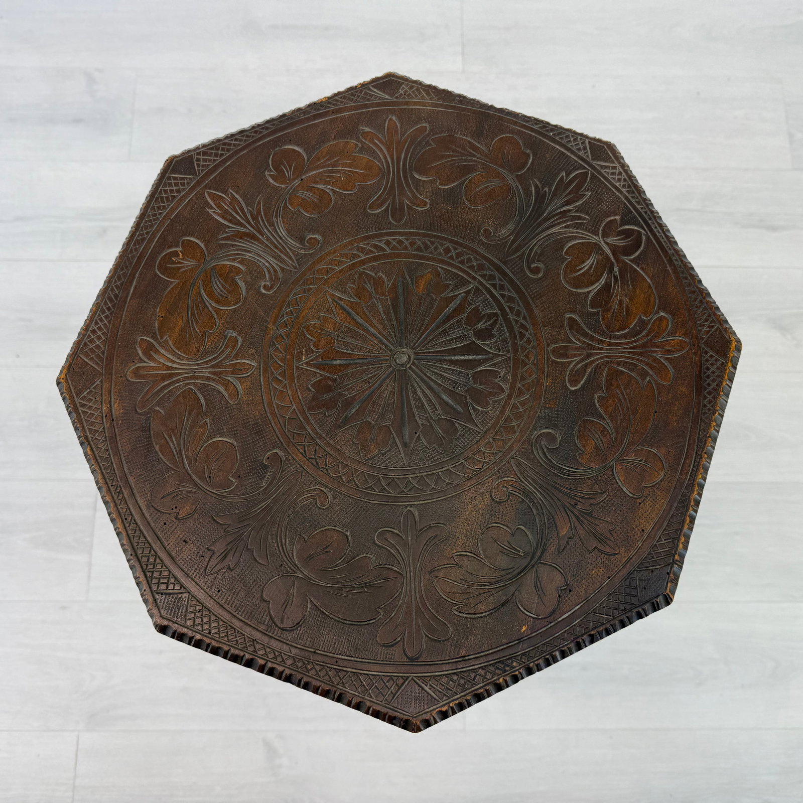 ANTIQUE OCTAGONAL SIDE TABLE - 5