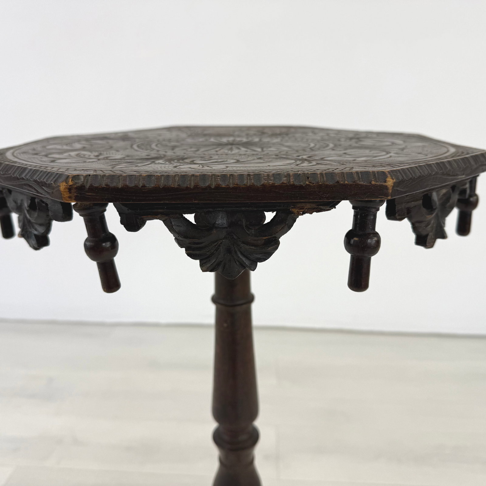 ANTIQUE OCTAGONAL SIDE TABLE - 6
