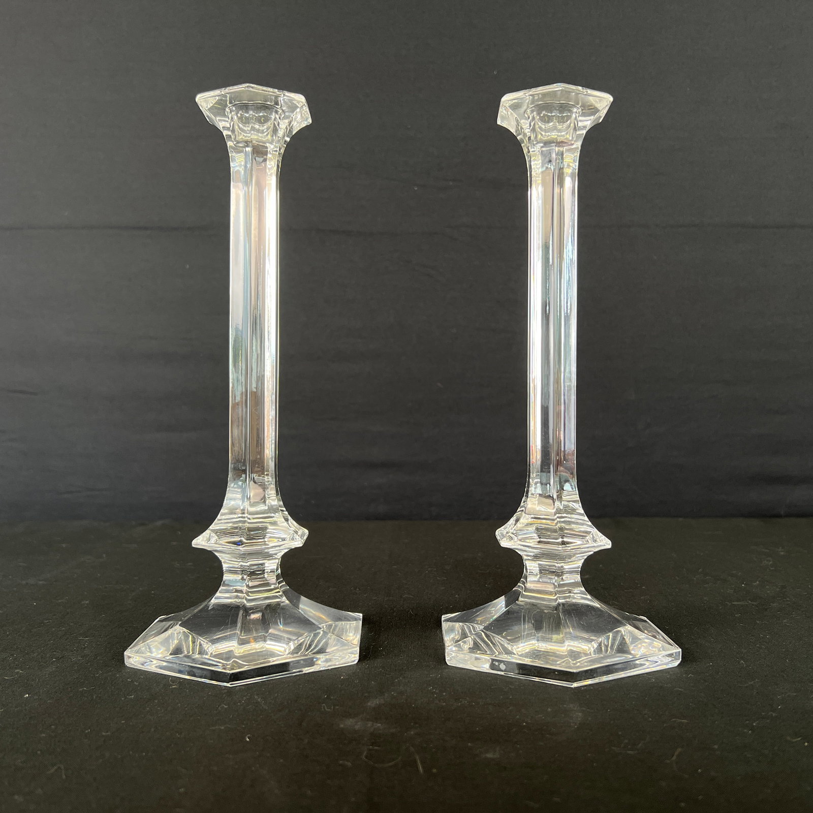 VAL ST LAMBERT ELYSEE CANDLESTICKS, A PAIR - 2