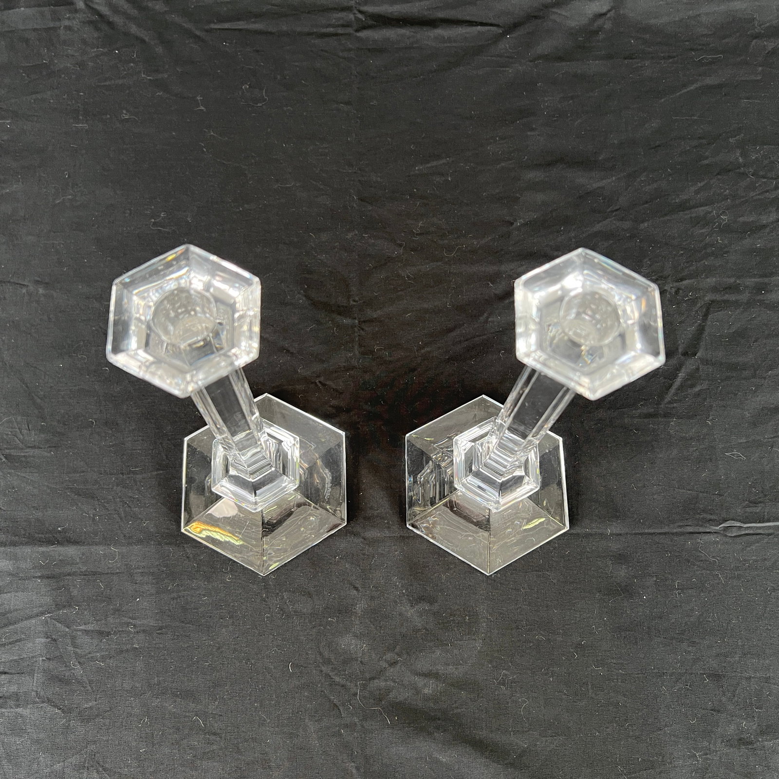 VAL ST LAMBERT ELYSEE CANDLESTICKS, A PAIR - 4