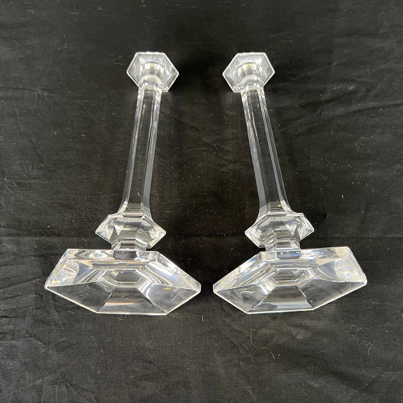VAL ST LAMBERT ELYSEE CANDLESTICKS, A PAIR - 5