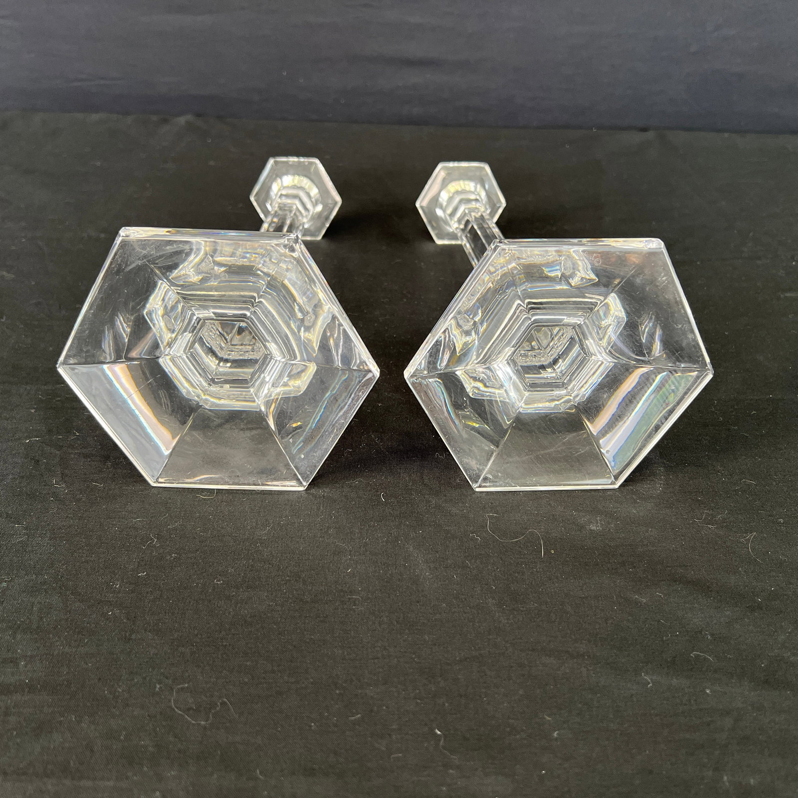 VAL ST LAMBERT ELYSEE CANDLESTICKS, A PAIR - 8