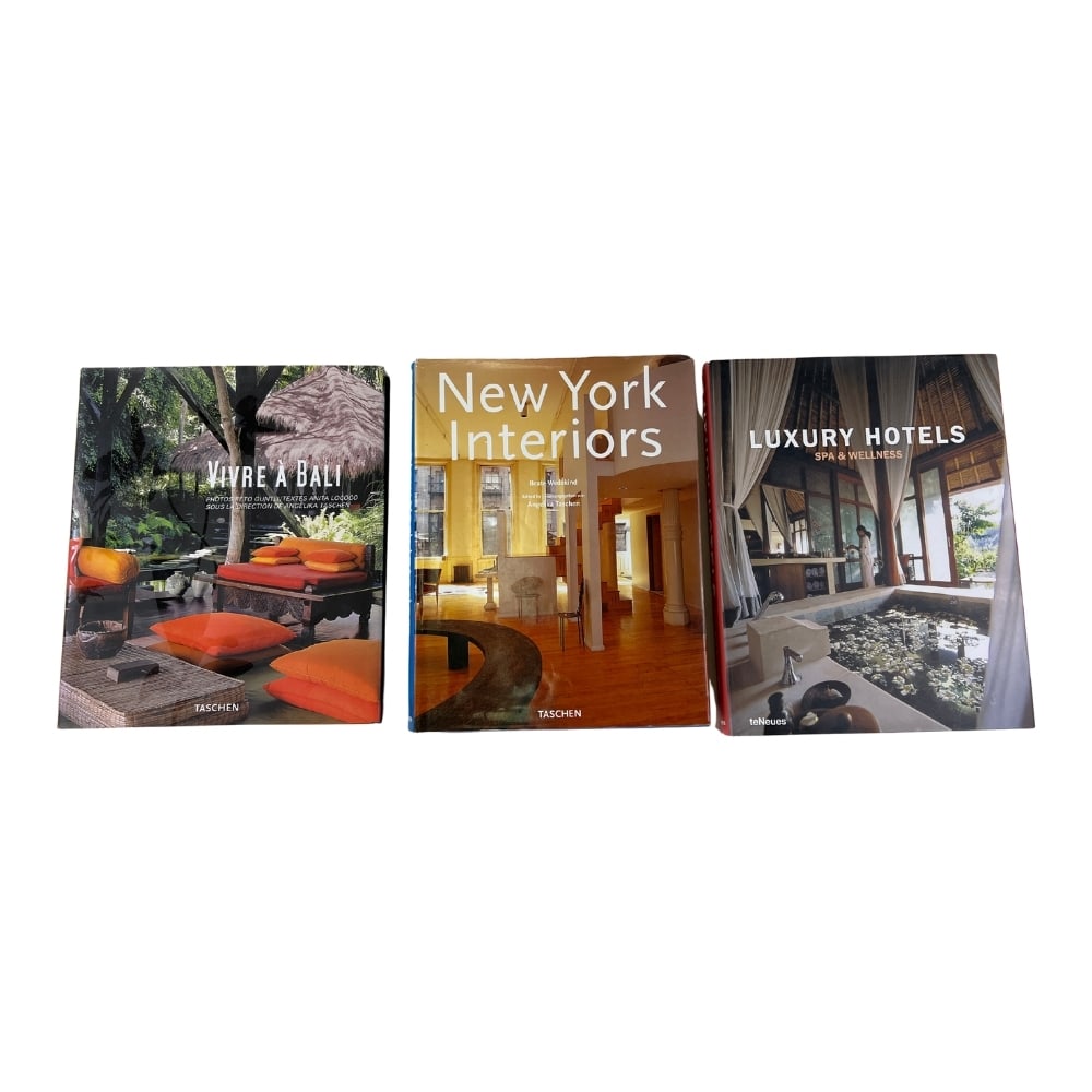 LOT (3) COFFEE TABLE BOOKS: Dimensions: H 13” x W 10.3”. Set of 3 interior books by Tashen and TeNeus.