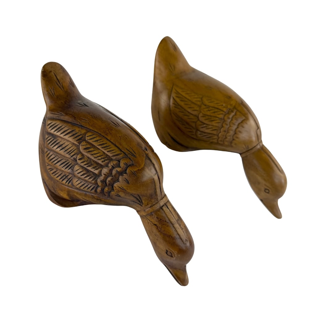(2) CARVED WOOD SHELF DUCK DECOYS (1 of 8)