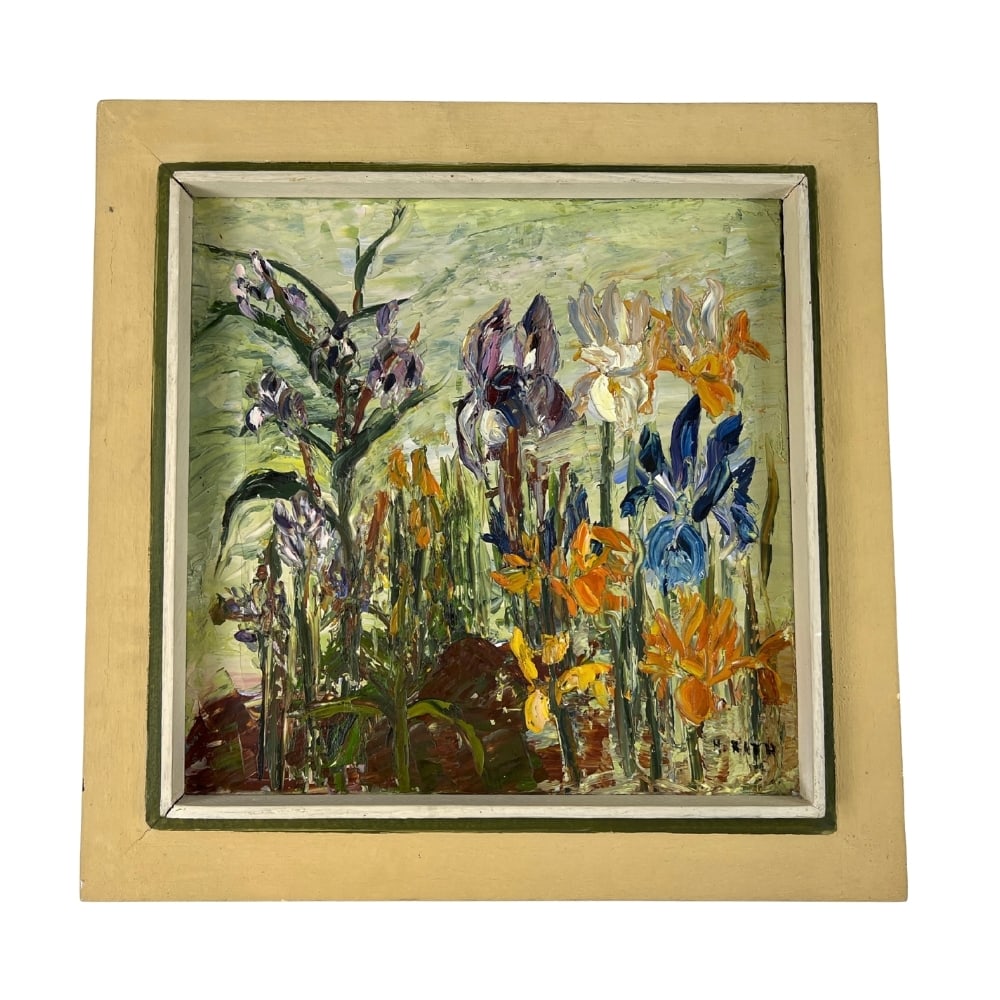 M. RATH WILD FLOWERS OIL ON CANVAS: Dimensions: H 20” x W 20”. M. Rath “Wild Flowers” oil on canvas painting with wooden frame.