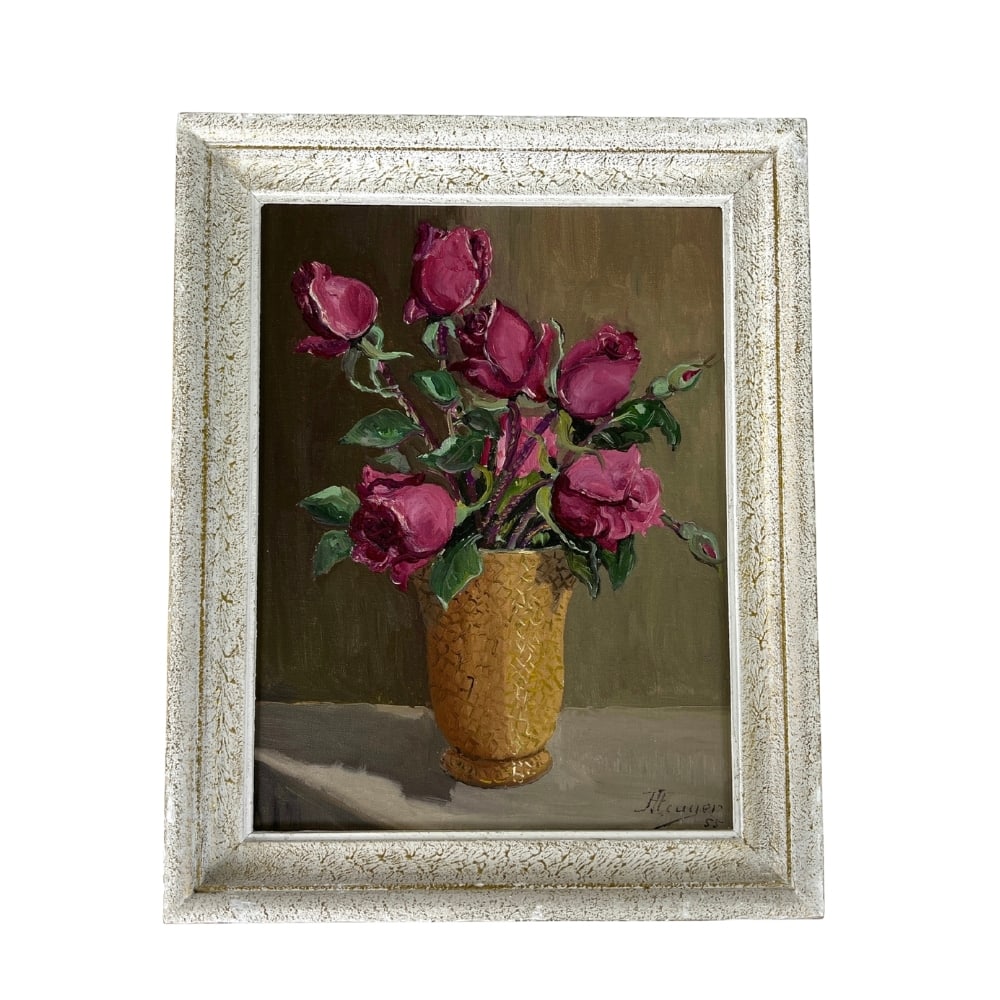 ROSES OIL ON CANVAS PAINTING, SIGNED (1 of 7)