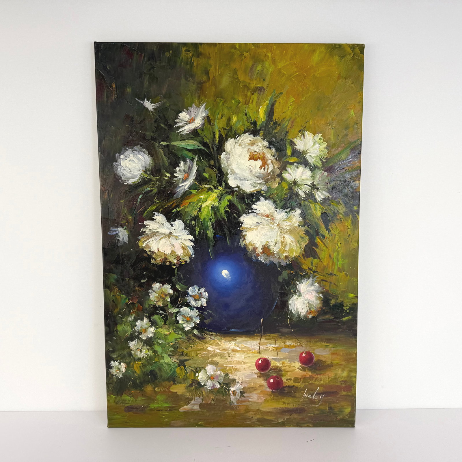 STILL LIFE OIL PAINTING, SIGNED: Dimensions: H 35.5” x W 23.7”. Still Life oil on canvas painting. Signed.