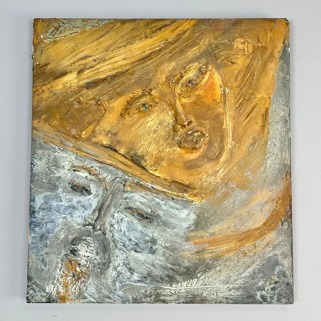 ABSTRACT PAINTING: Dimensions: H 20.4” x W 18.7” x D 0.7”. Abstract painting, mixed technique.