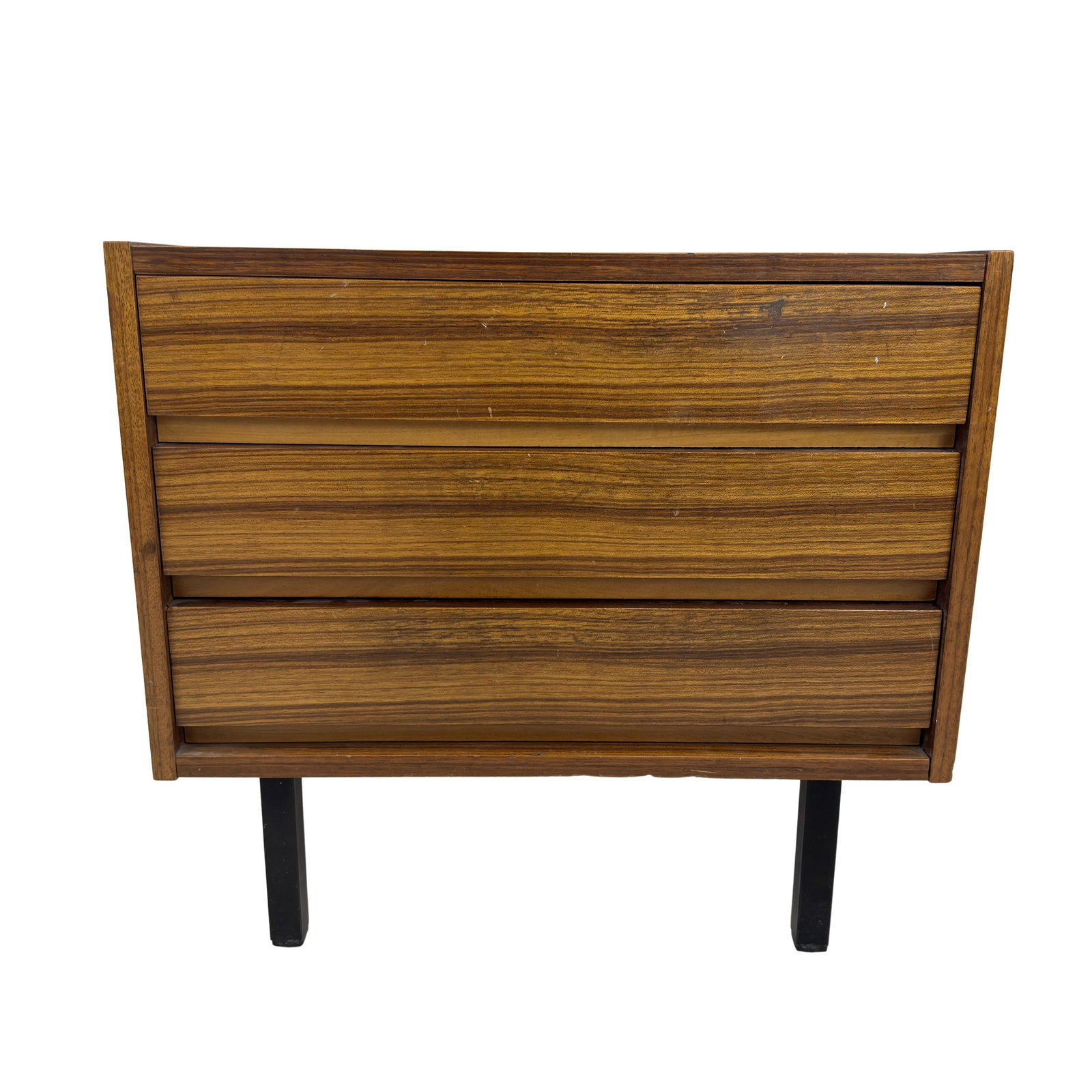 SCANDINAVIAN MODERNIST CHEST OF DRAWERS: Dimensions: H 20.5” x W 21.7” x D 15.7”. Scandinavian Modernist style chest of drawers from the 1960s with three drawers.