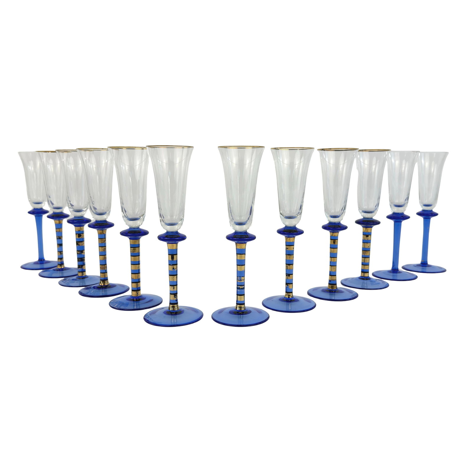 (12) COBALT BLUE CHAMPAGNE FLUTES (1 of 10)
