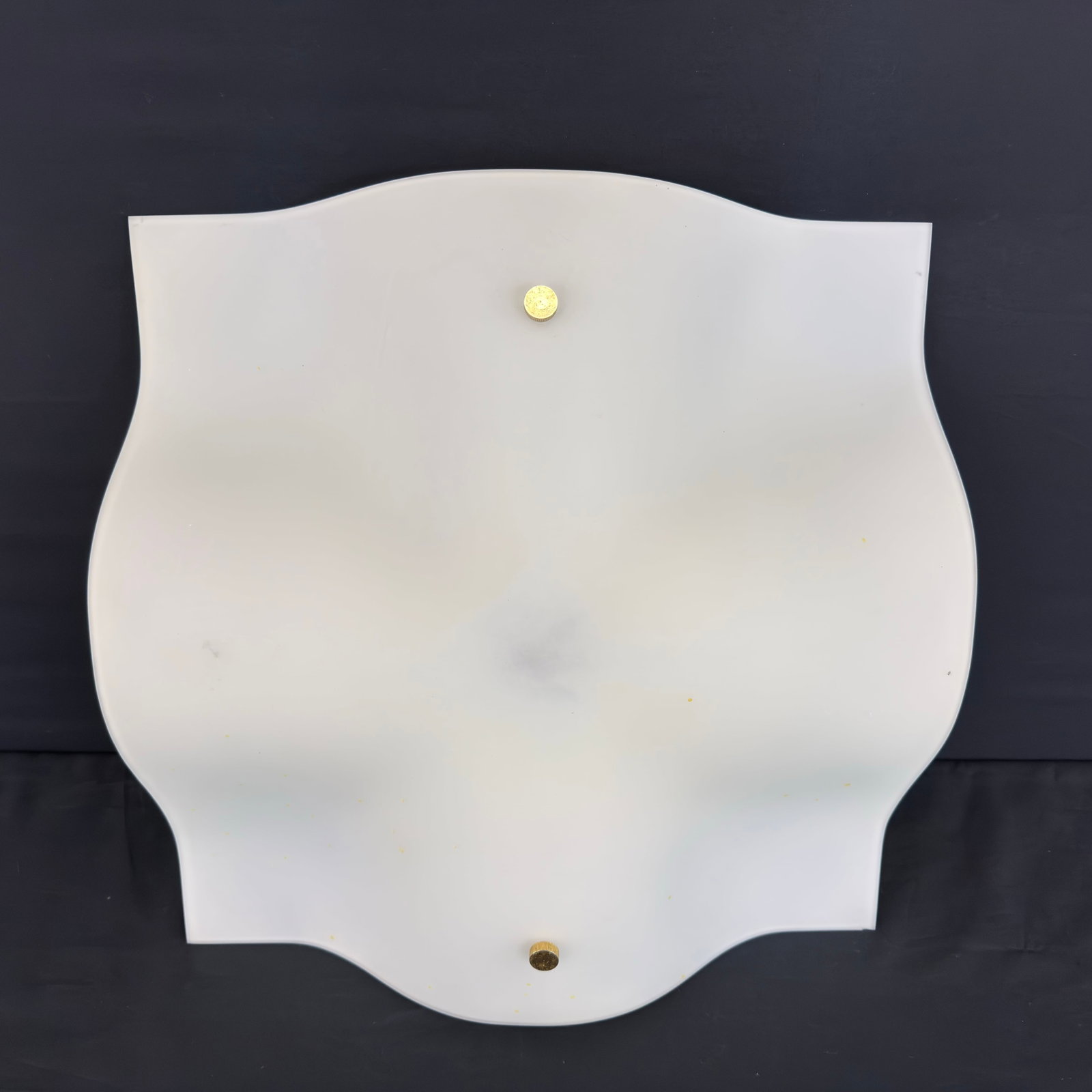 FOSCARINI WALL LAMP: Dimensions: W 17.3” x D 5”. Italian wall lamp Manta Piccolla by Foscarini with satin glass diffuser with metal support.