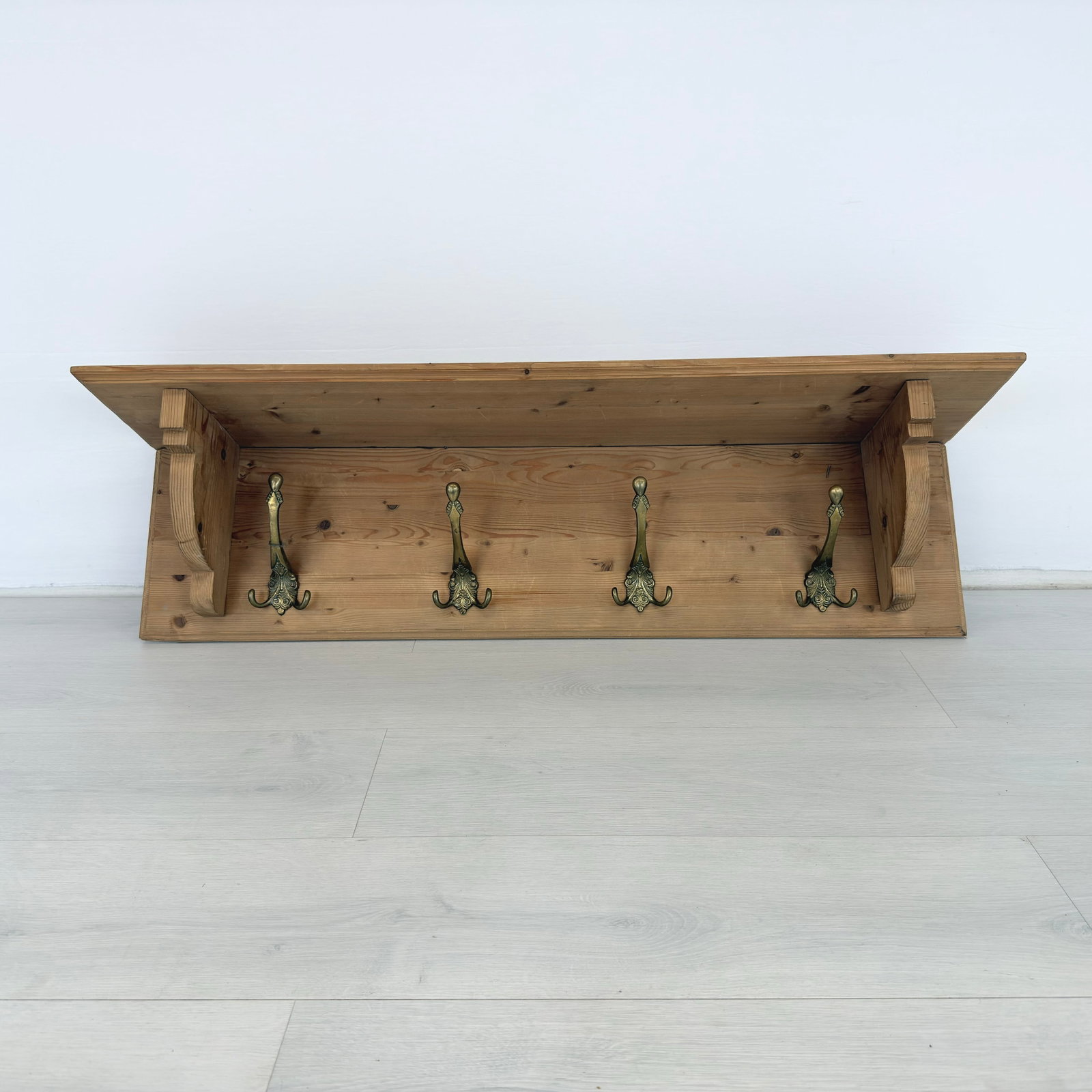 VINTAGE PINE WALL COAT RACK - 2