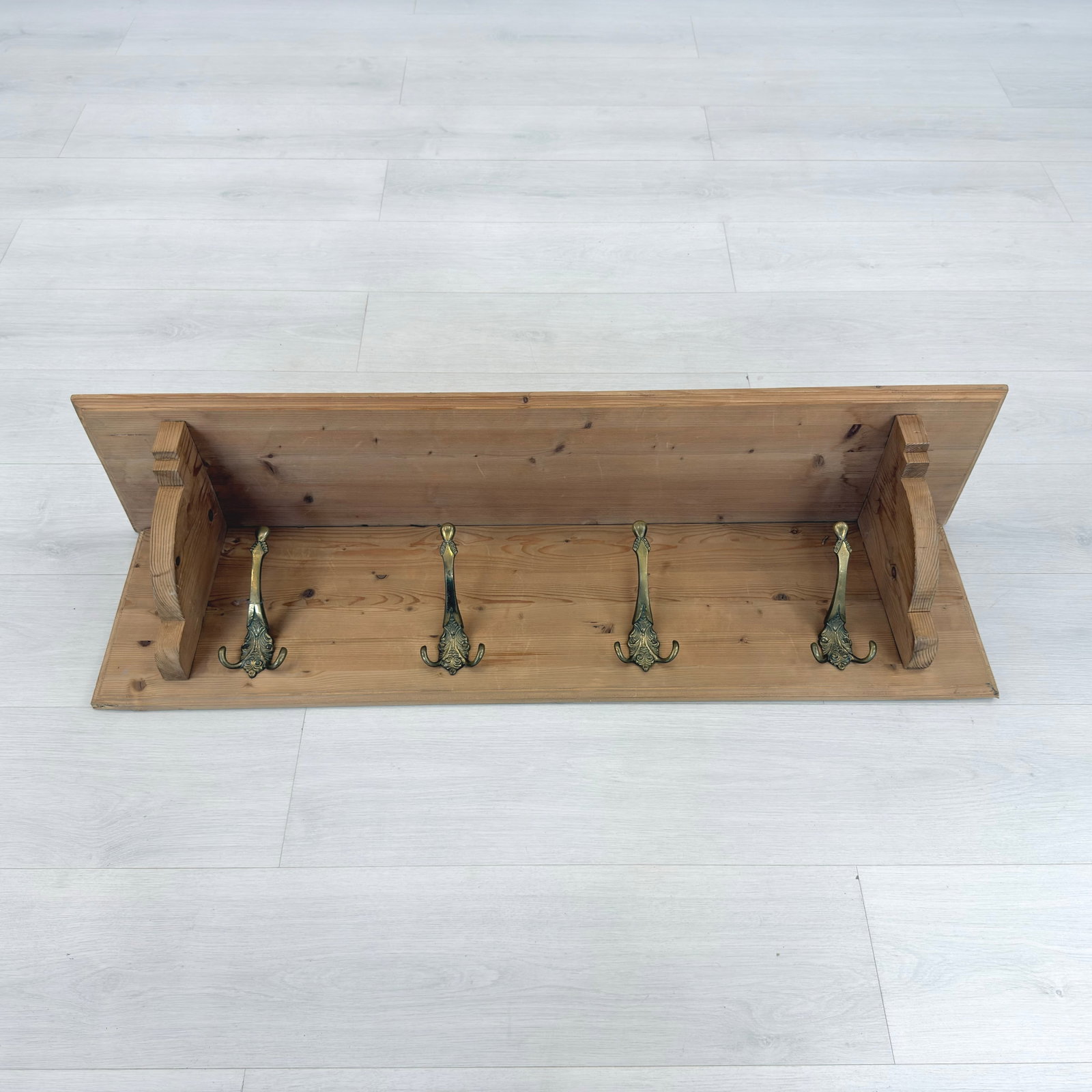 VINTAGE PINE WALL COAT RACK - 4