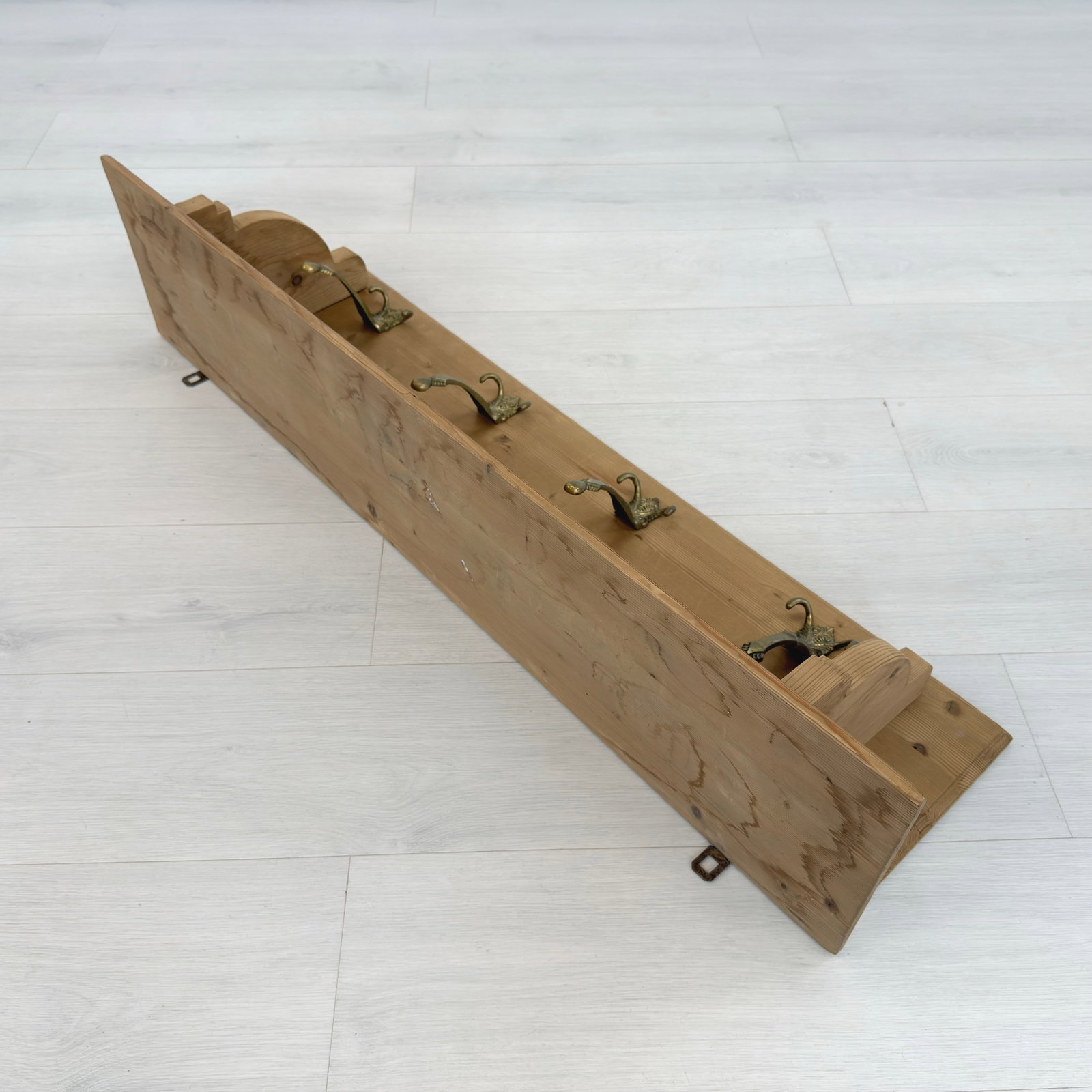 VINTAGE PINE WALL COAT RACK - 5