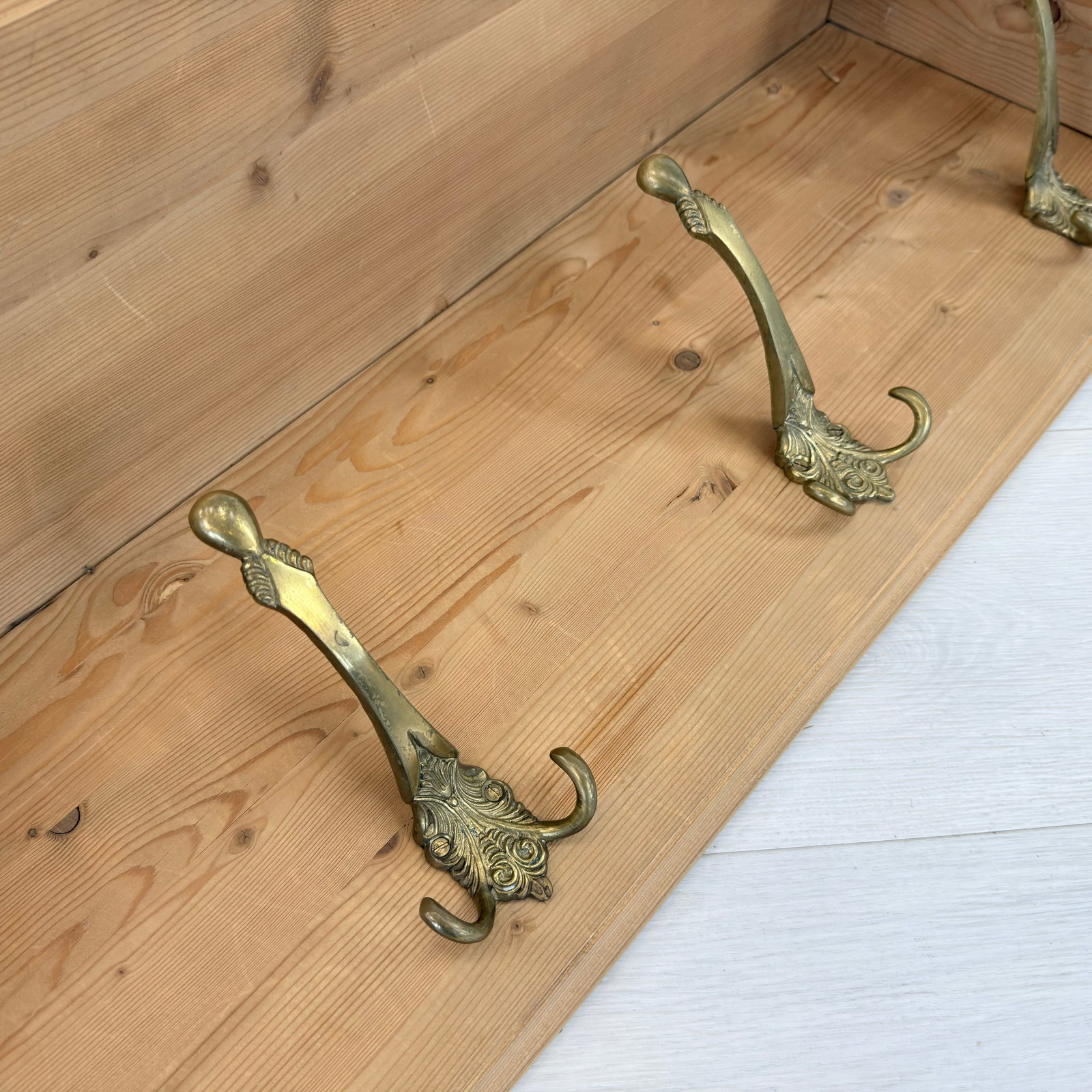 VINTAGE PINE WALL COAT RACK - 6