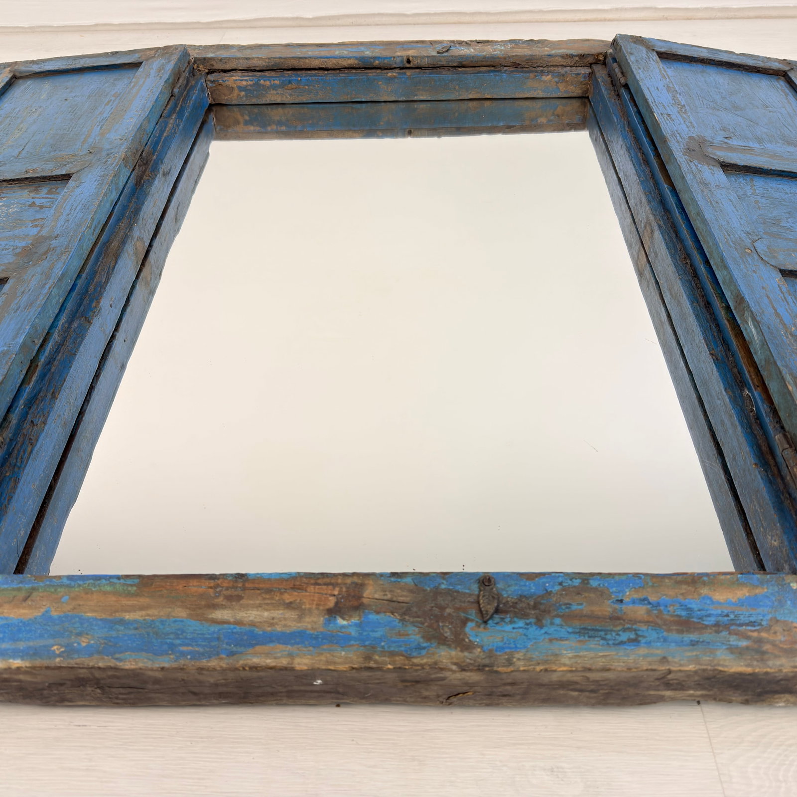 ANTIQUE WINDOW FRAME MIRROR - 6