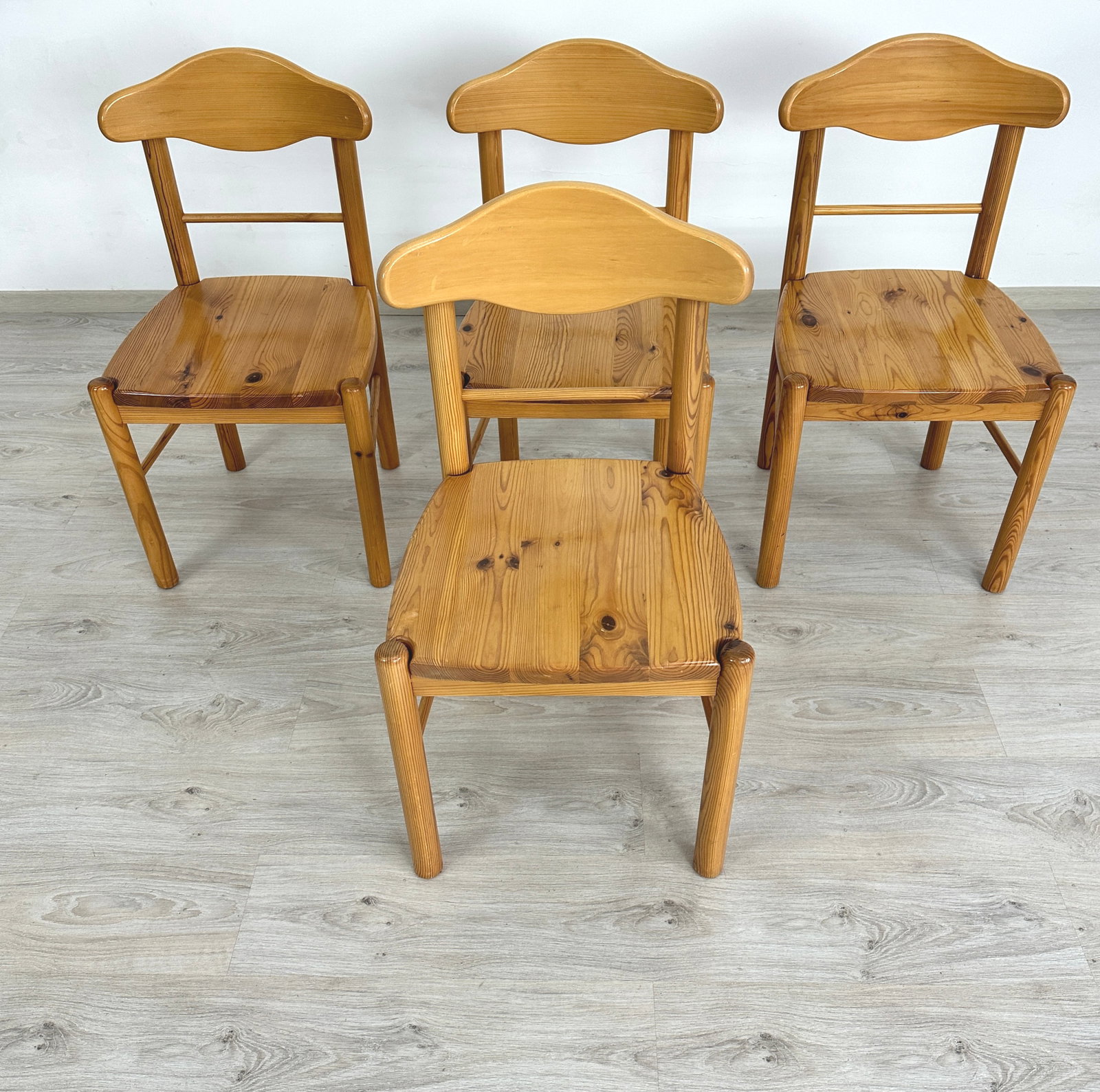 (4) RAINED DAUMILLER PINE DINING CHAIRS - 2