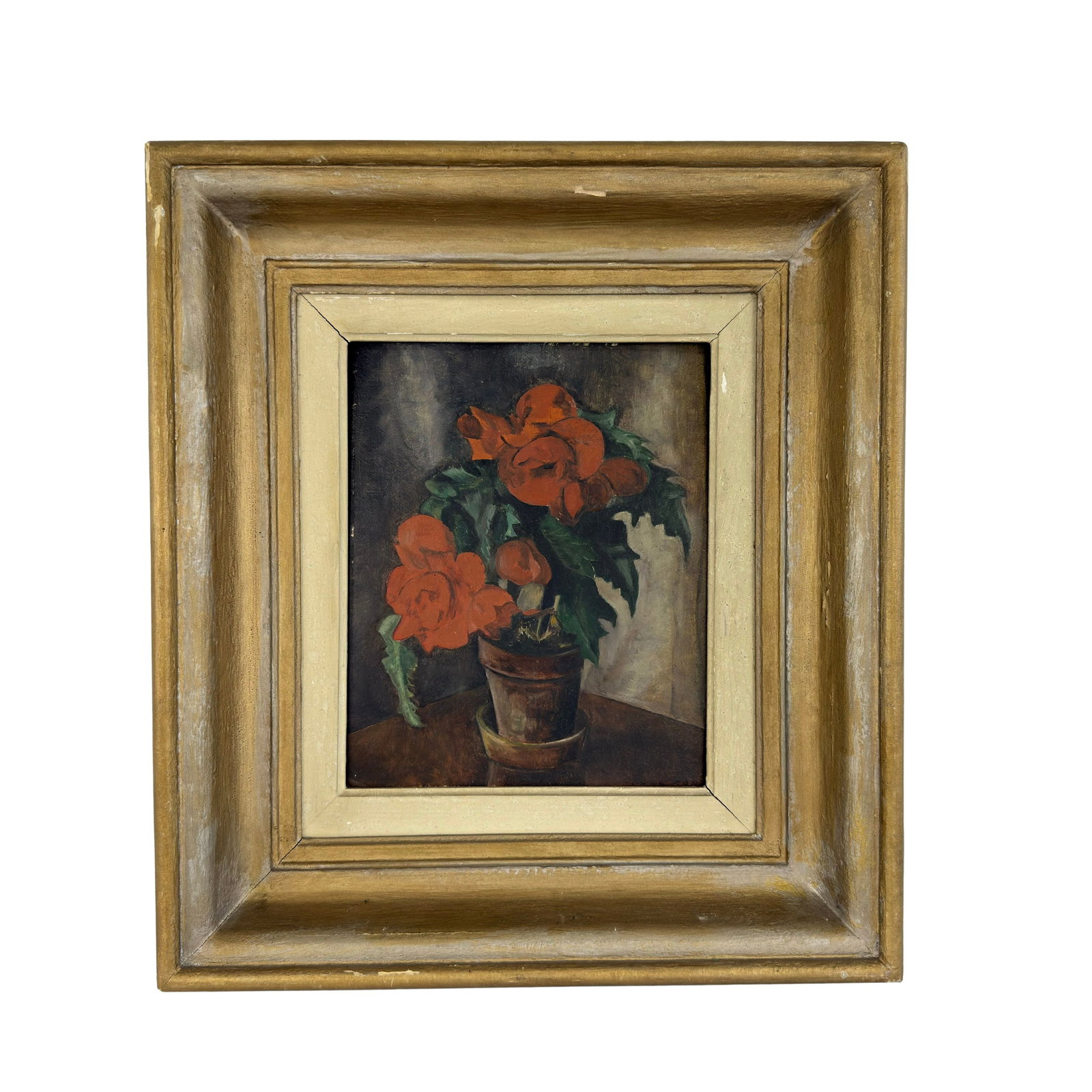 STILL LIFE OIL ON BOARD: Dimensions: H 10” x W 8”. Still Life oil on board painting with wooden frame. Unsigned. Dimensions are for inner frame.