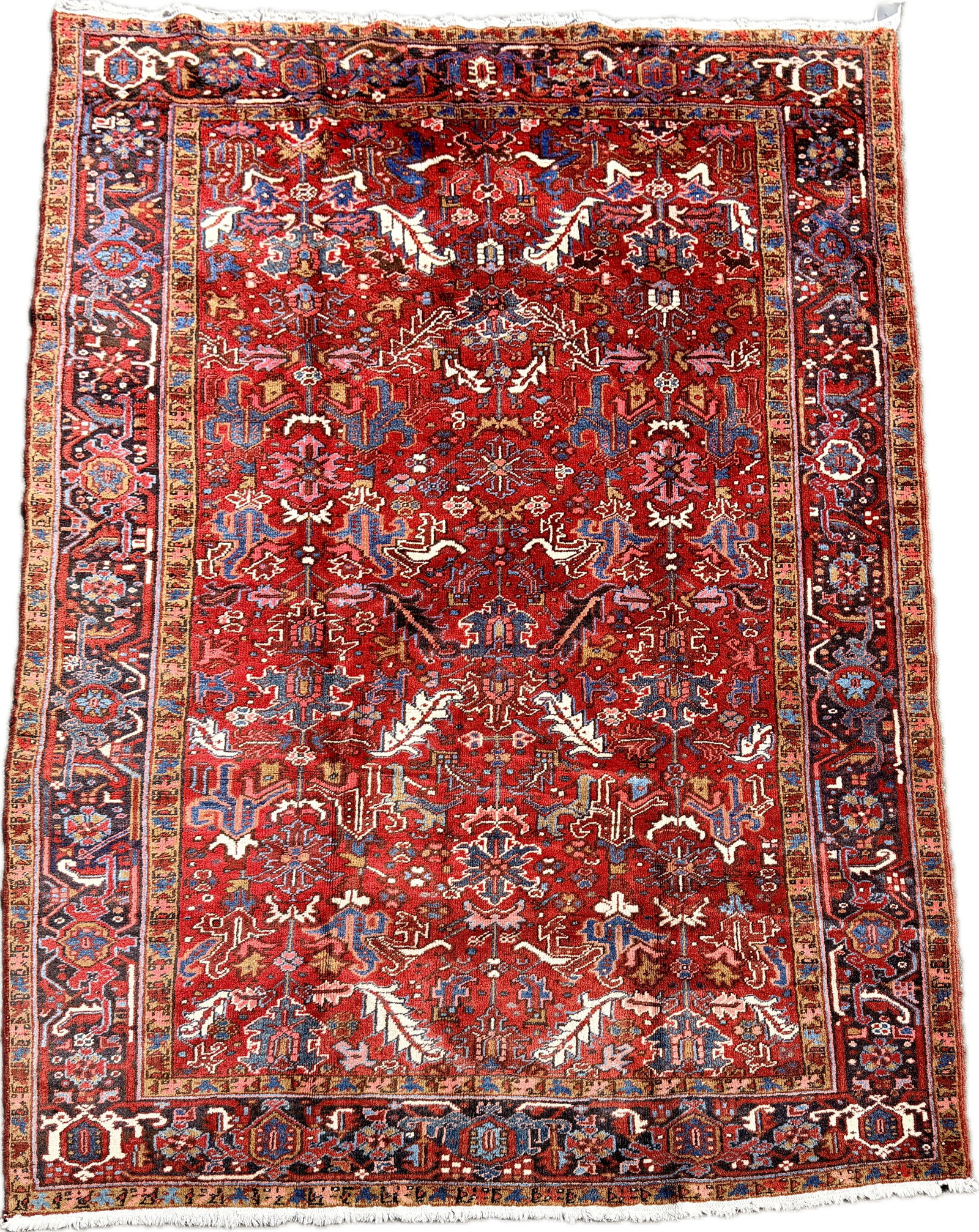 HAND-KNOTTED PERSIAN HERIZ WOOL RUG (1 of 8)