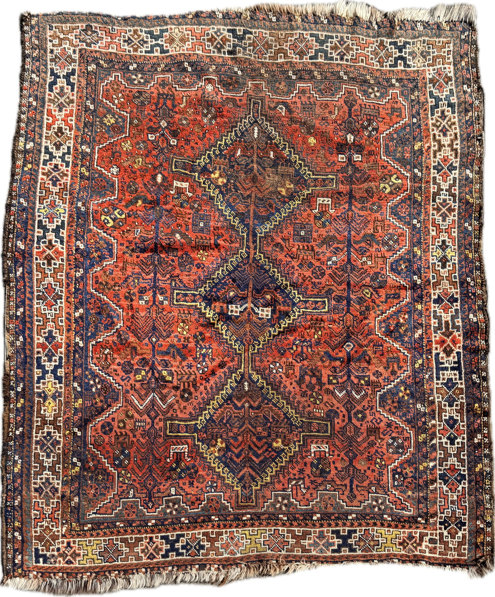 ANTIQUE PERSIAN SHIRAZ WOOL RUG (1 of 8)