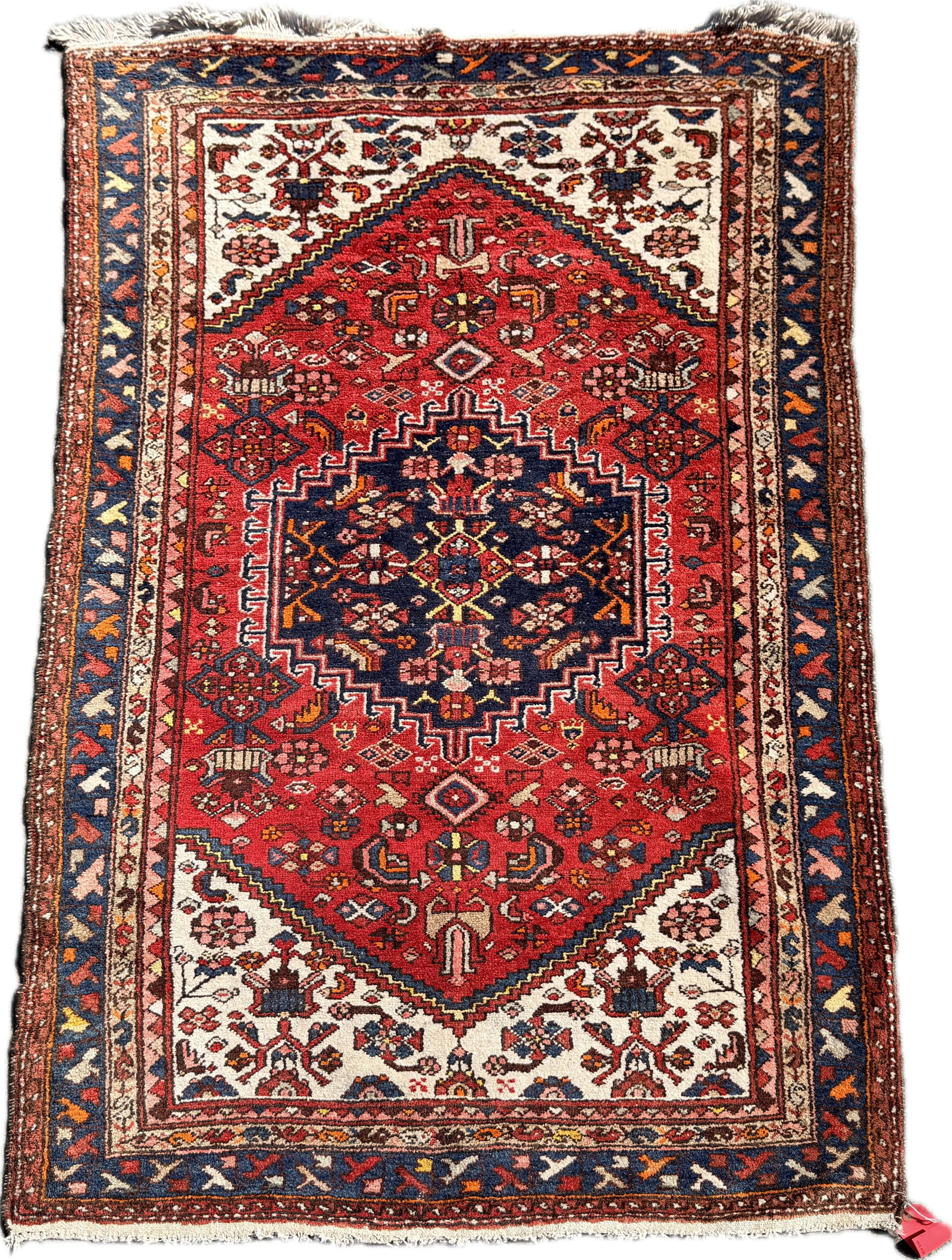 VINTAGE HAMADAN PERSIAN RUG: Dimensions: H 7' x W 4'5". Vintage Hamadan wool rug