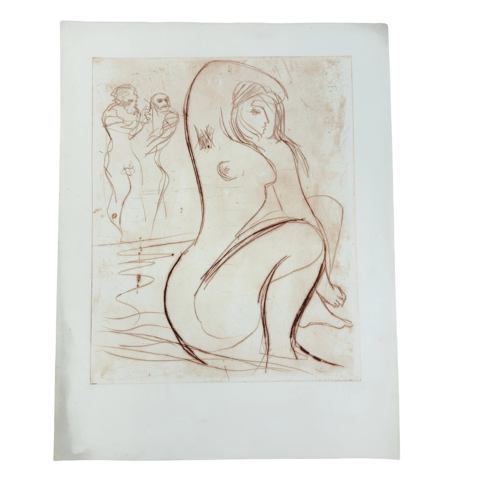 FERENC BUGYIL SKETCH: Dimensions: H 19” x W 15.5”. Abstract sketch by Ferenc Bugyil. Ferenc Bugyil is a Swiss Hungarian artist and painter graduate of the University of Fine Arts. (1953-2022). Dimensions for