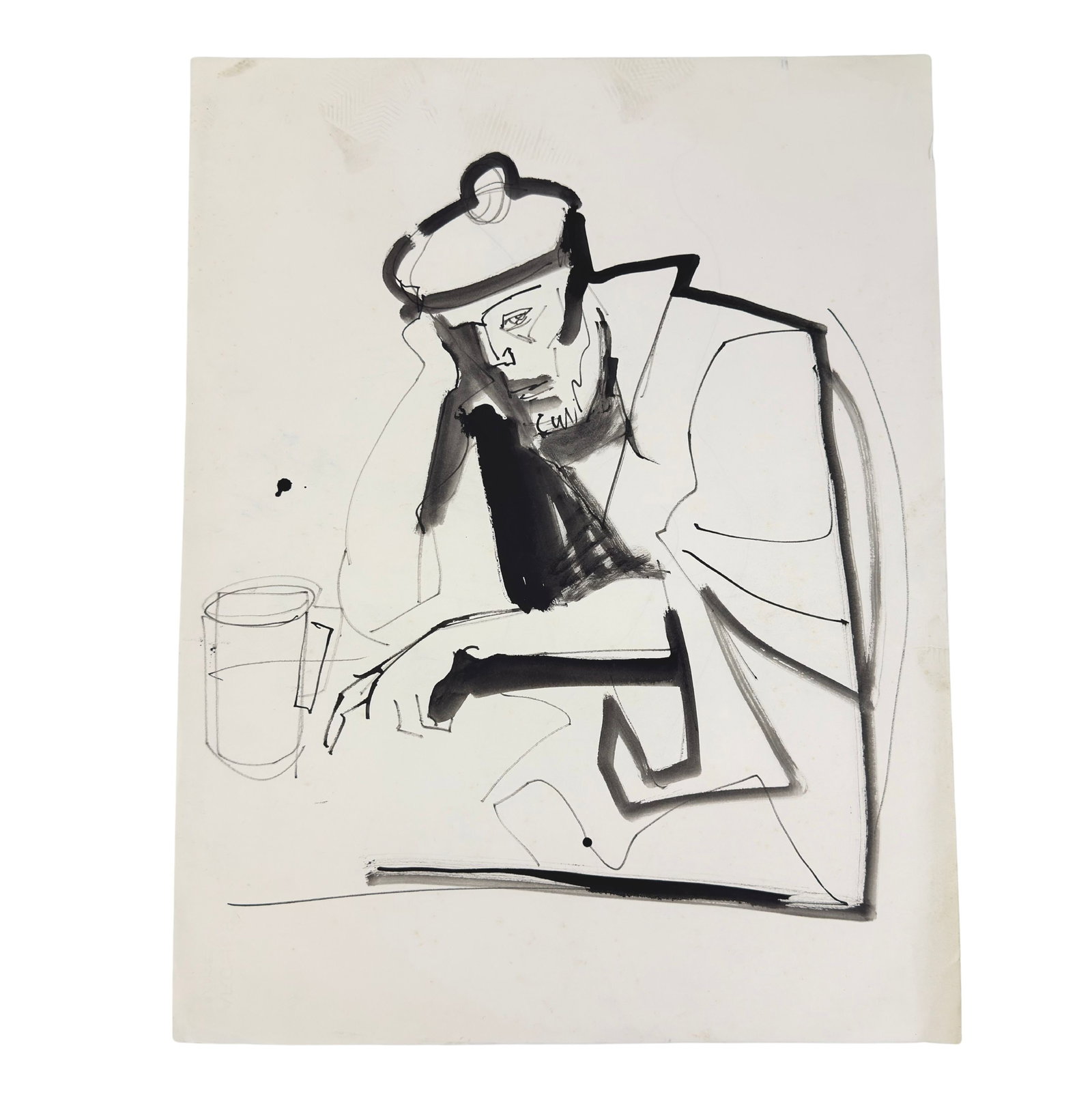 FERENC BUGYIL SKETCH: Dimensions: H 26” x W 19.5”. Sketch by Ferenc Bugyil. Ferenc Bugyil is a Swiss Hungarian artist and painter graduate of the University of Fine Arts. (1953-2022).