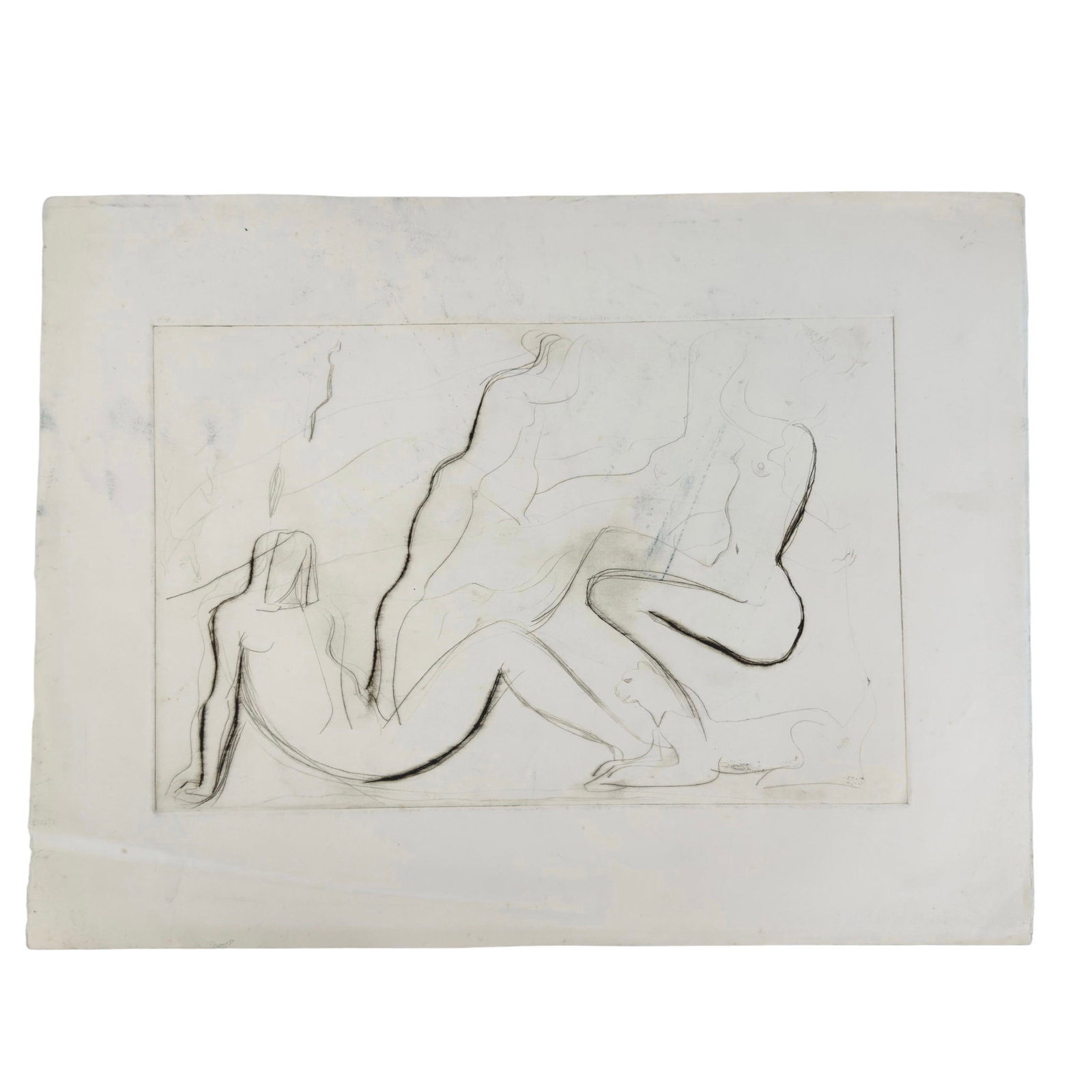 FERENC BUGYIL SKETCH: Dimensions: H 12.5” x W 19”. Abstract sketch by Ferenc Bugyil. Ferenc Bugyil is a Swiss Hungarian artist and painter graduate of the University of Fine Arts. (1953-2022). Dimensions for in