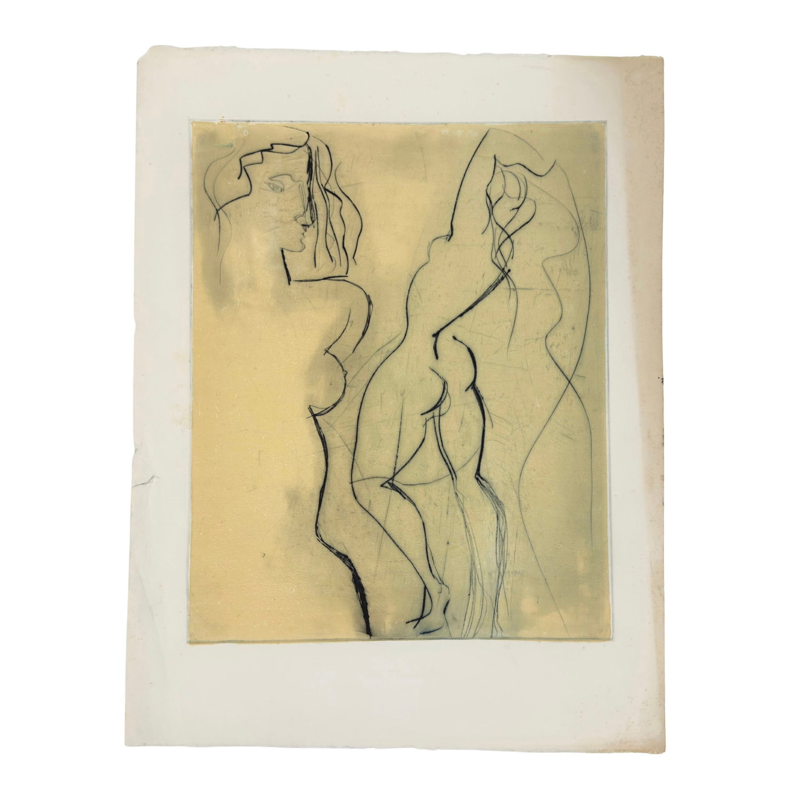 FERENC BUGYIL SKETCH: Dimensions: H 18.7” x W 15”. Abstract sketch by Ferenc Bugyil. Ferenc Bugyil is a Swiss Hungarian artist and painter graduate of the University of Fine Arts. (1953-2022). Dimensions for in
