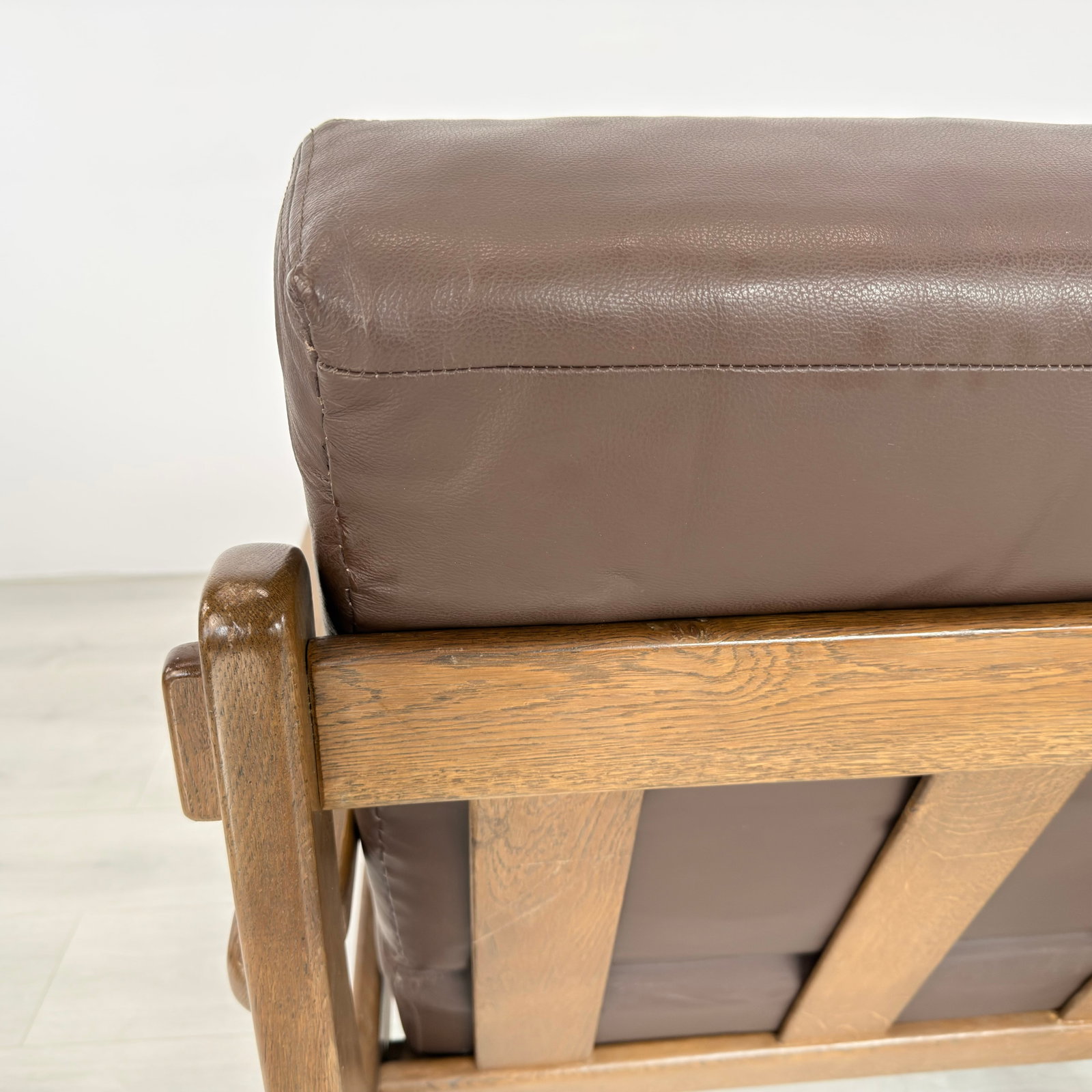 BRUTALIST LEATHER ARMCHAIRS, A PAIR - 13