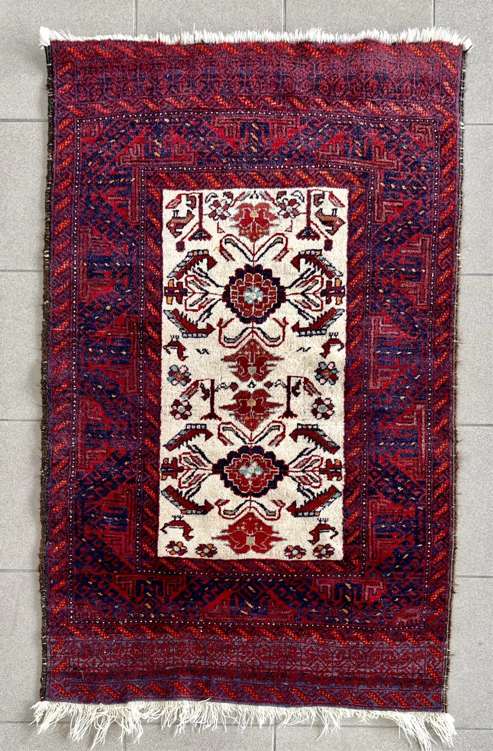 VINTAGE AFGHAN WOOL RUG - 2