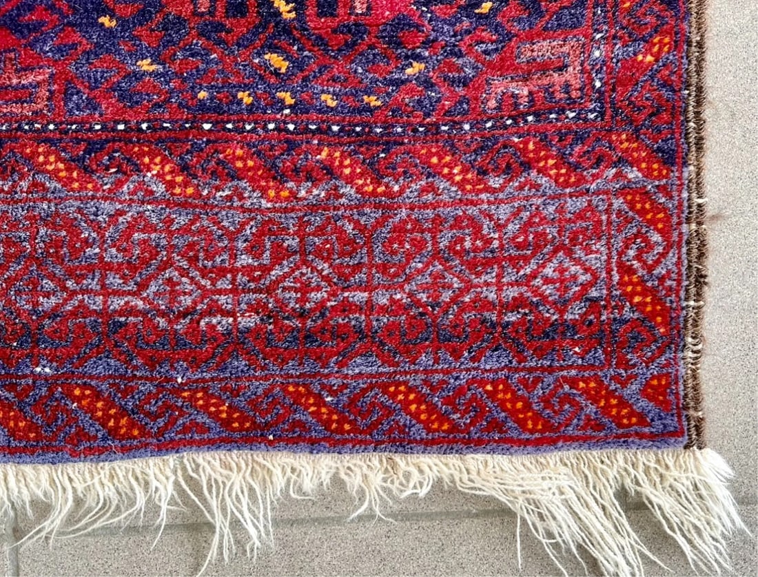 VINTAGE AFGHAN WOOL RUG - 4