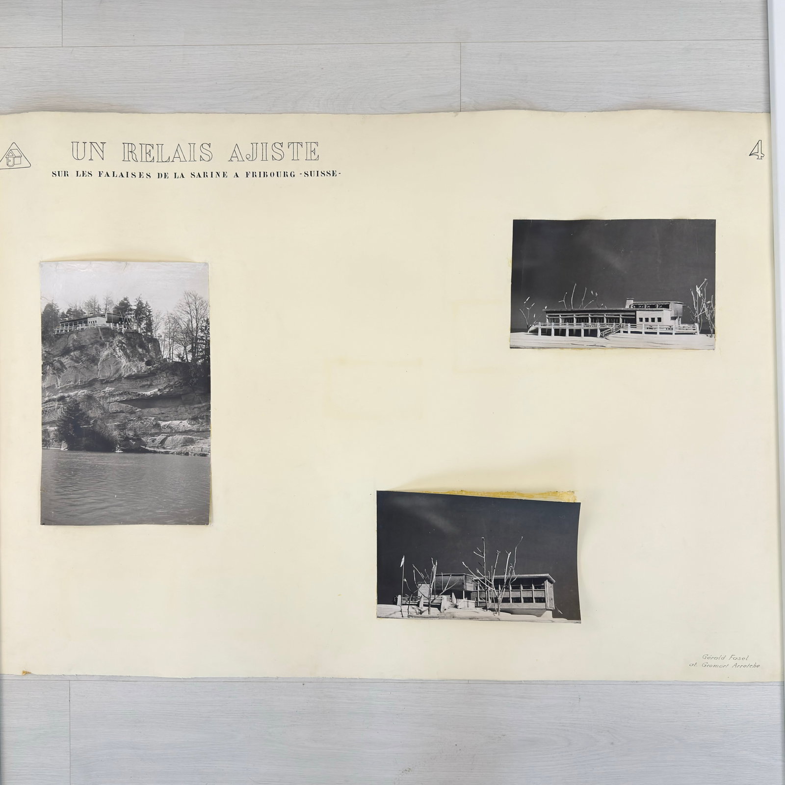 VINTAGE ARCHITECTURAL DESIGN: Dimensions: H 33.3” x W 46.5”. Architectural print of The Cliffs of the Sarine, Switzerland. (28)