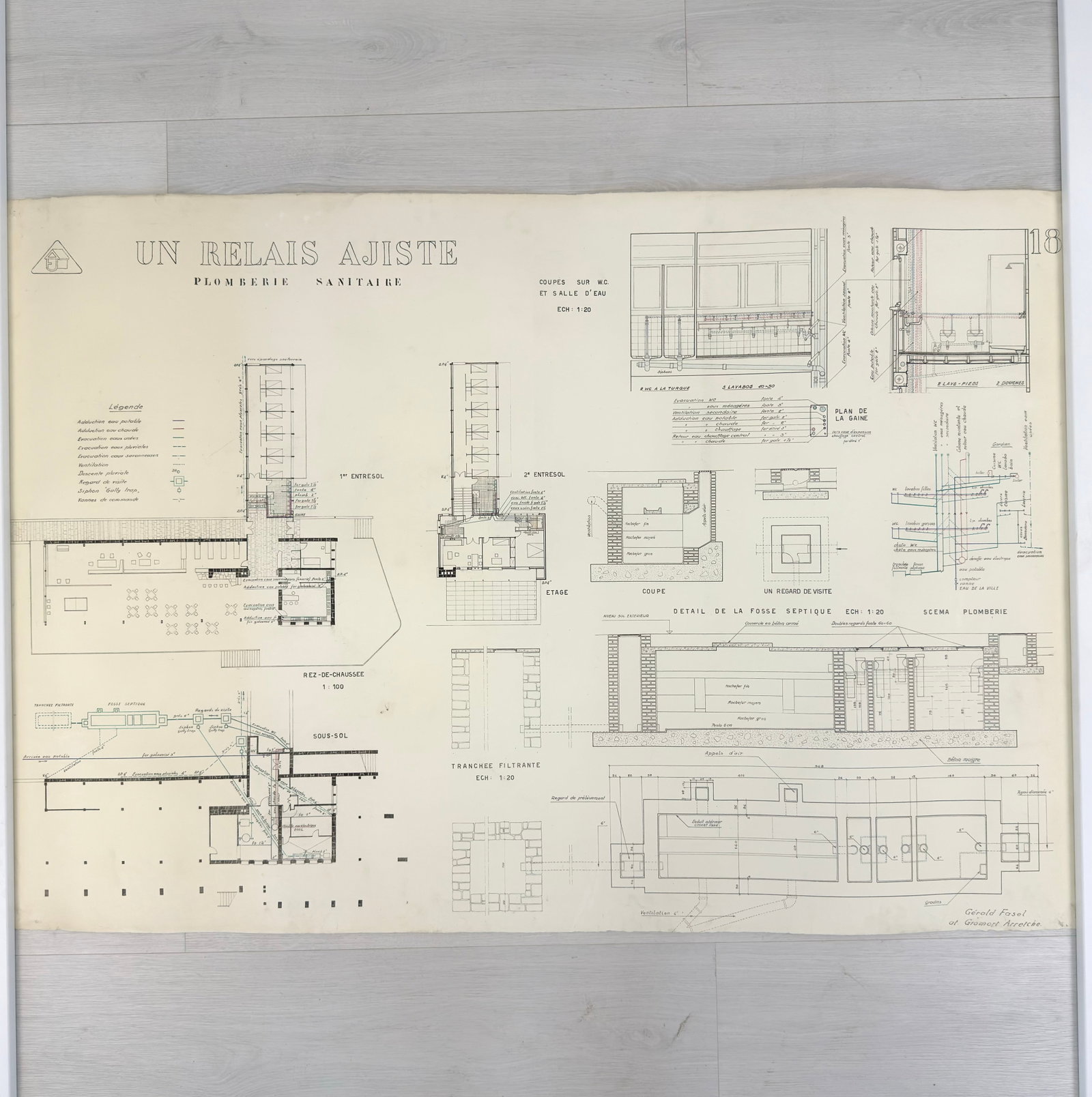 (3) VINTAGE ARCHITECTURAL DESIGN: Dimensions: H 33” x W 47.7”. Set of 3 architectural prints of a House by G. Fasel. Dimensions: H 33.3” x W 47”/ H 33.3” x W 47.7”. (35,36,37)