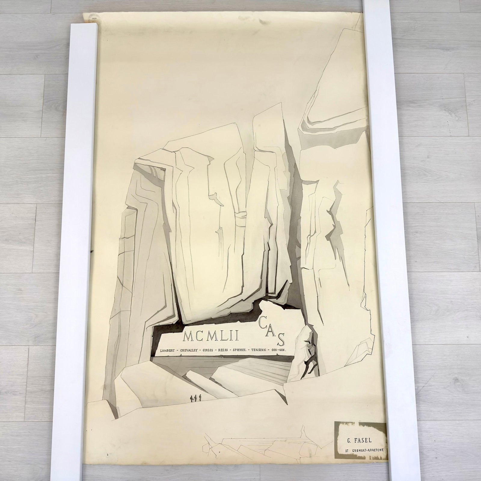 VINTAGE ARCHITECTURAL DESIGN: Dimensions: H 49” x W 32”. Architectural print of a site plan by G. Fasel. (7)