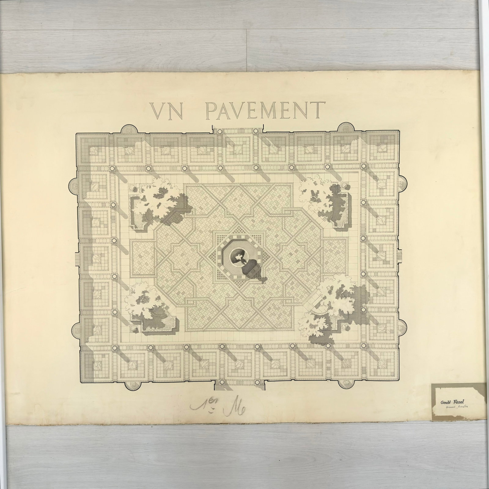 VINTAGE ARCHITECTURAL DESIGN: Dimensions: H 33” x W 45.3”. Architectural print of a site plan by G. Fasel. (9)