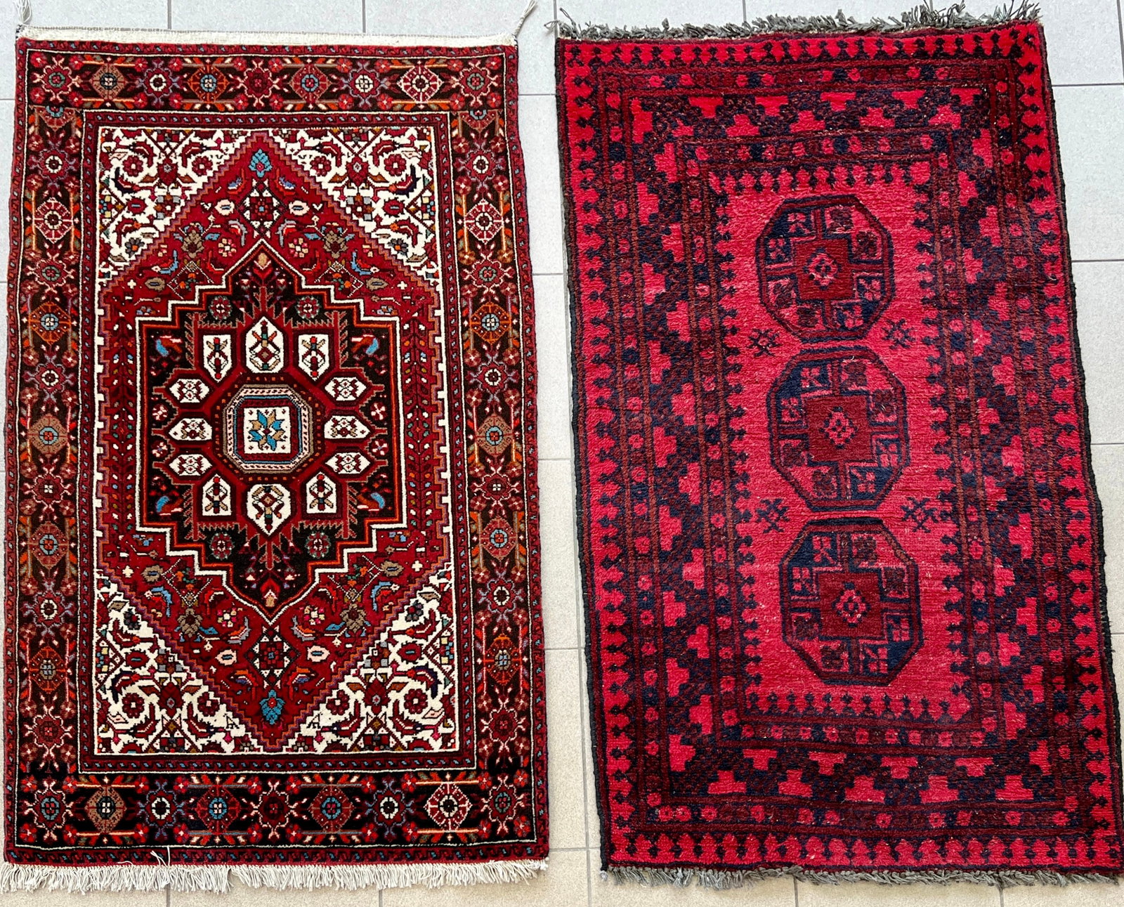 LOT (2) AFGHAN AREA RUGS: Dimensions: H 4'4 x W 2'7