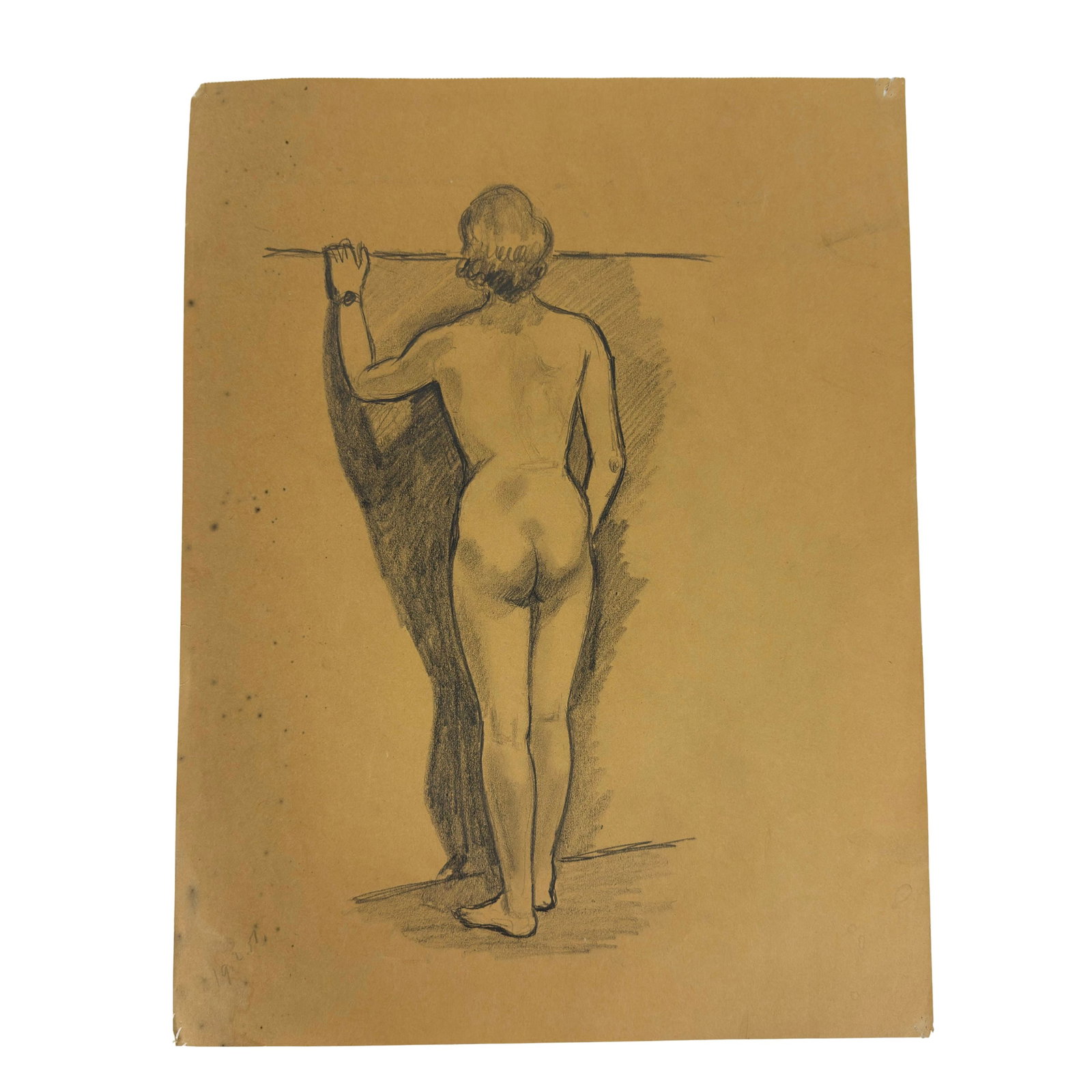 PENCIL DRAWING, SIGNED: Dimensions: H 19” x W 14.5”. Pencil drawing of a standing figure. Signed. (61)