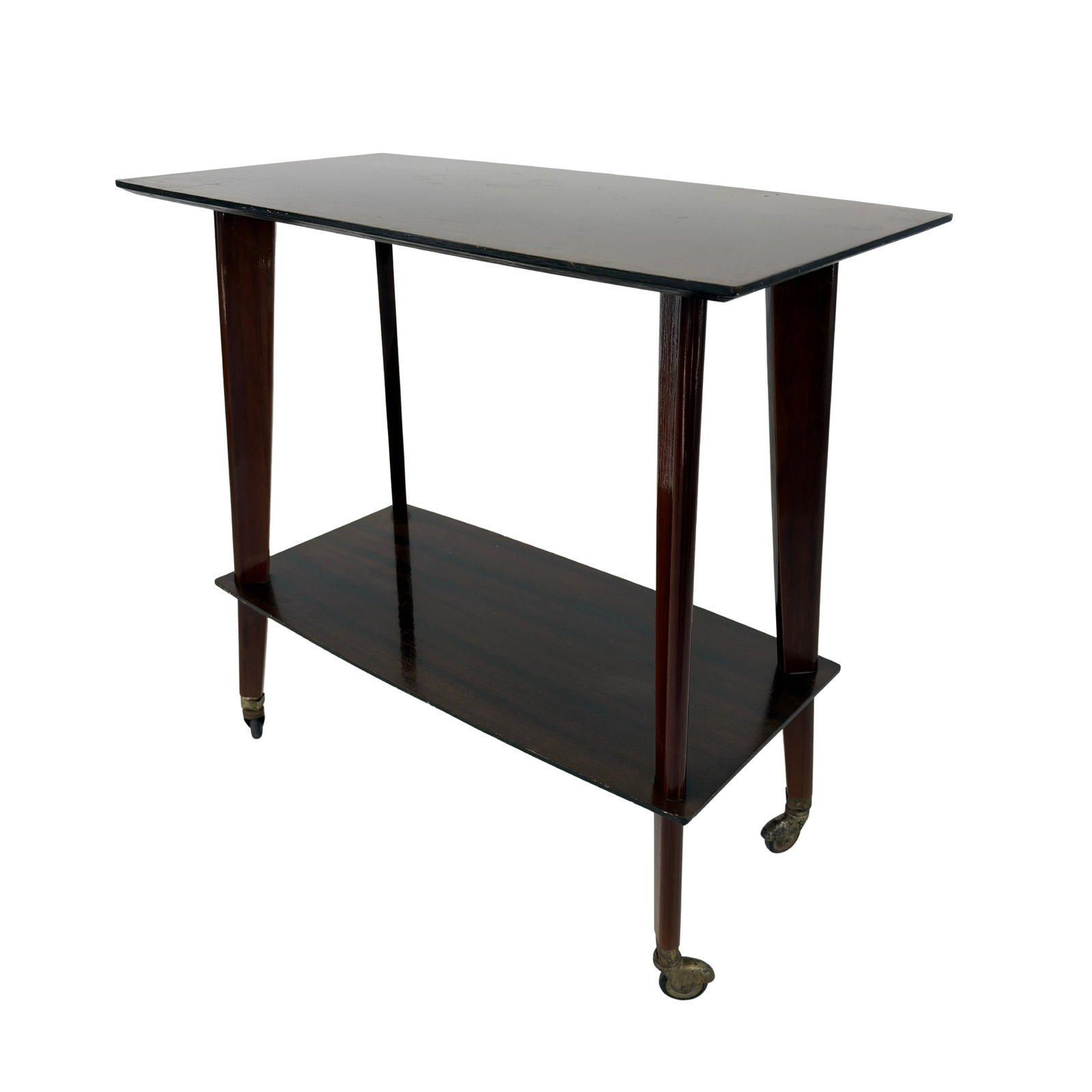 ART DECO SERVING TROLLEY: Dimensions: H 29.7” x W 30.5” x D 16.5”. Vintage Art Deco serving trolley with lower shelf.