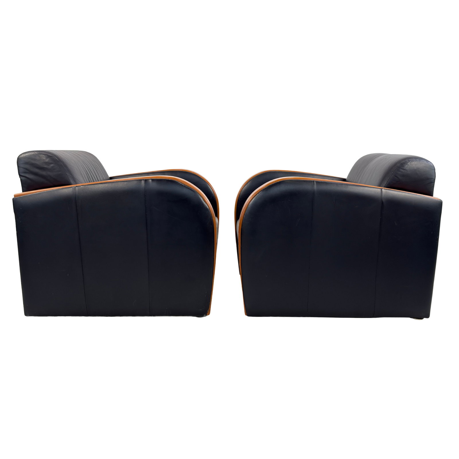 VINTAGE LEATHER ART DECO CLUB CHAIRS, A PAIR (1 of 12)