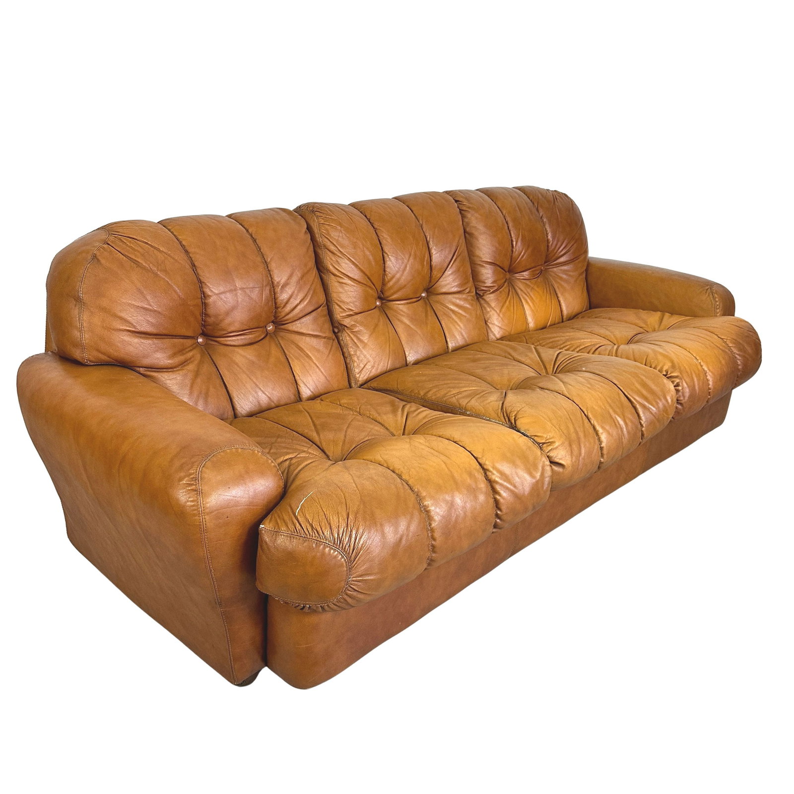 ITALIAN LEATHER SOFA, 1970s (1 of 9)