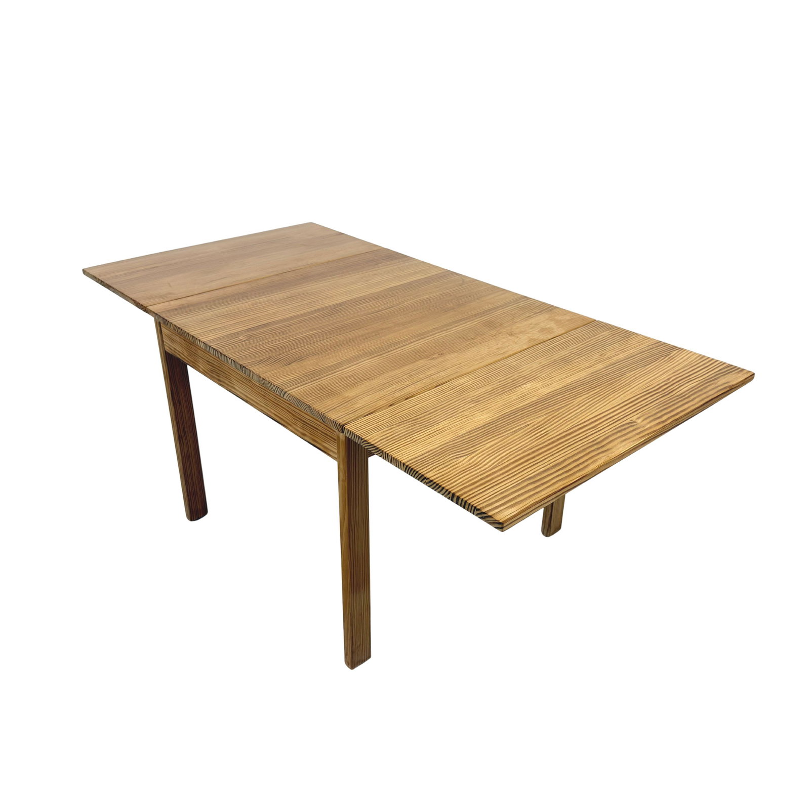 BERNT PETERSEN DROP-LEAF COFFEE TABLE: Dimensions: H 20.5” x W 24.7” x D 24.7”. Vintage Danish pine drop-leaf coffee table by Bernt Petersen, 1960s. Dimensions: (extended) W 49.7".