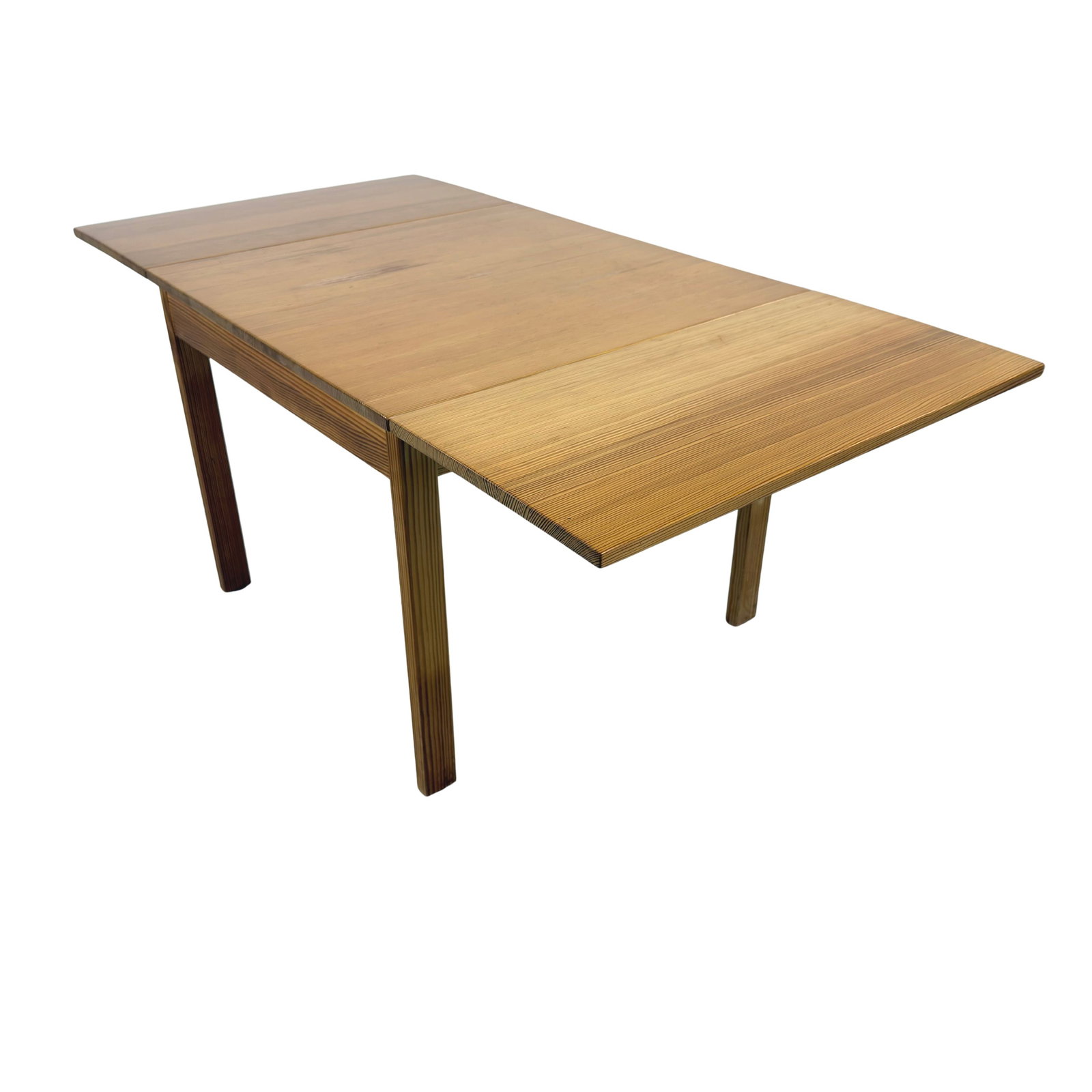BERNT PETERSEN DROP-LEAF COFFEE TABLE: Dimensions: H 20.5” x W 24.7” x D 24.7”. Vintage Danish pine drop-leaf coffee table by Bernt Petersen, 1960s. Dimensions: (extended) W 49.7".