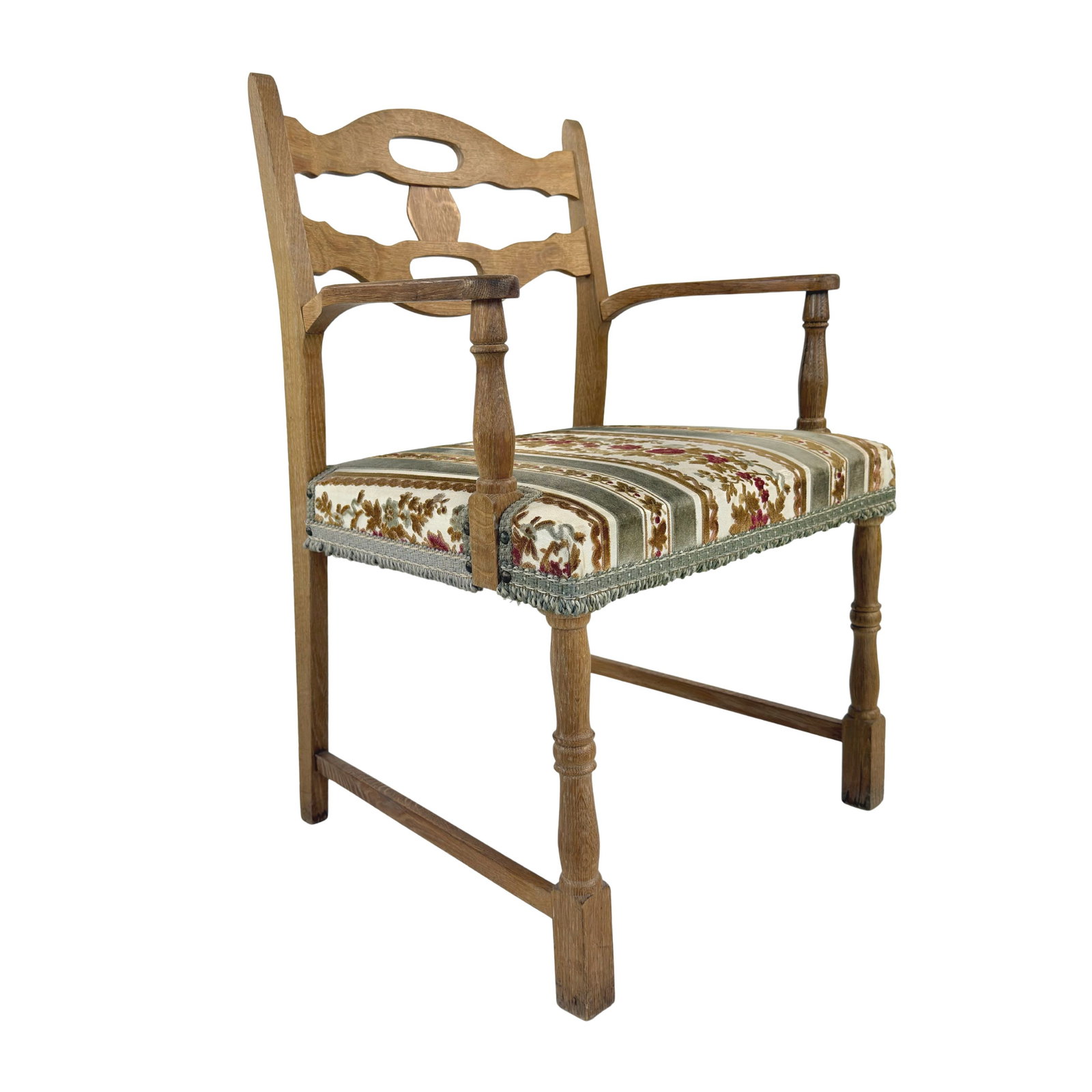 RAZORBACK ARMCHAIR BY EDVARD VALENTINSEN: Dimensions: H 33” x W 23” x D 20.5” x SH 18”. Vintage Danish armchair by Edvard Valentinsen Mobelfabrik with original upholstery.