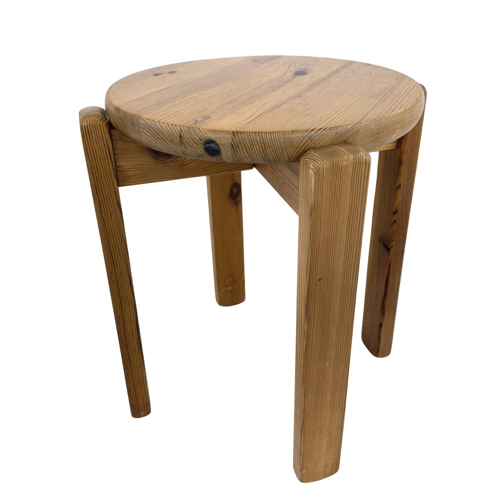 SCANDINAVIAN PINE STOOL: Dimensions: H 18.3” x W 14”. Vintage Scandinavian solid pine stool.